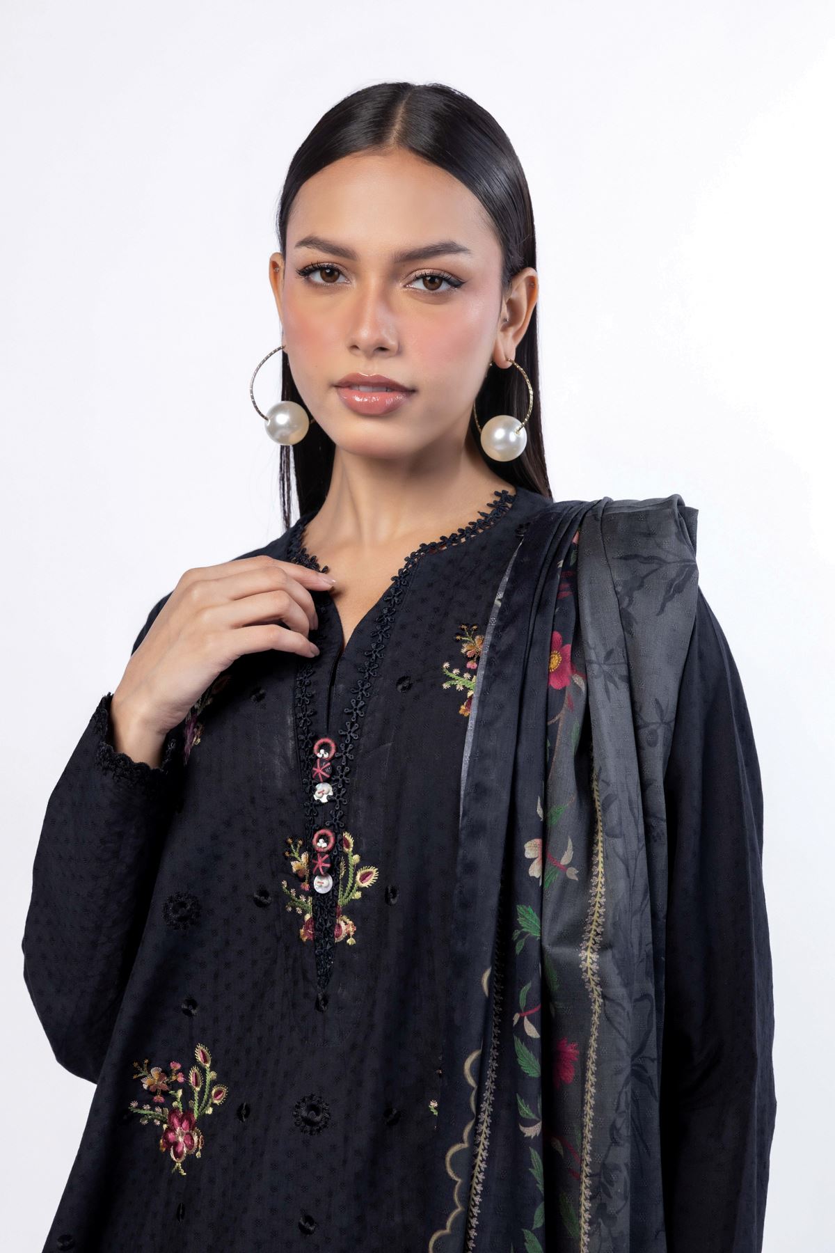 Embroidered Cotton Dobby Tailored 3 Piece - 25-09-12E2-06TA-VG