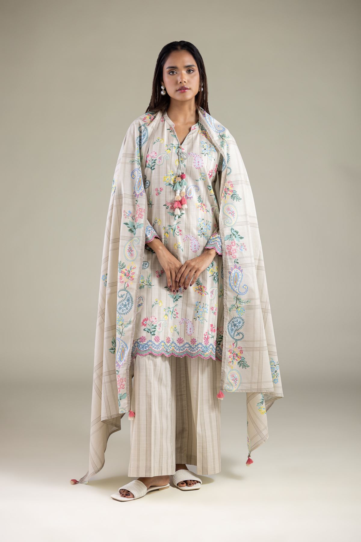 Embroidered Textured Lawn Dupatta - 1-26-123-A-E-VG