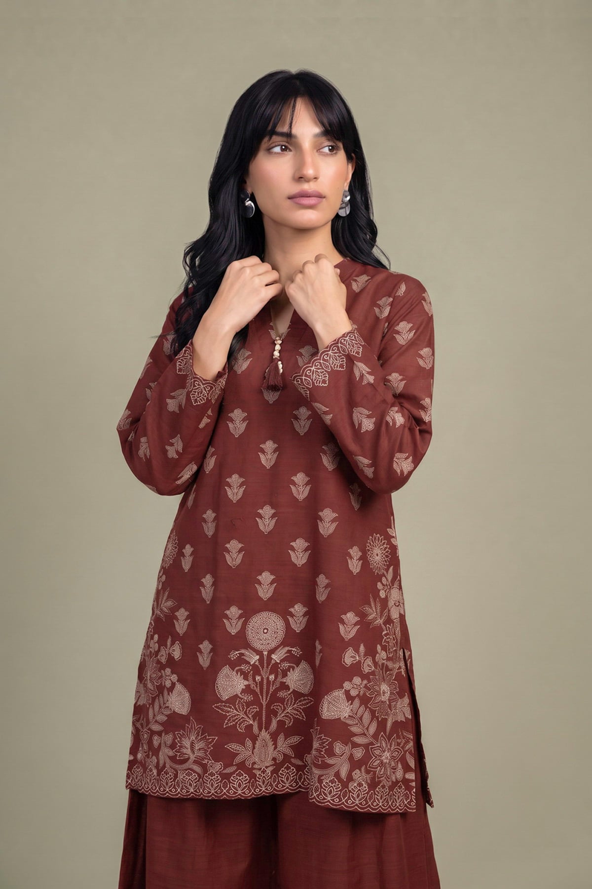 Printed Light Khaddar Floral Printed Kurta - 2-26-403-A-E1-VG