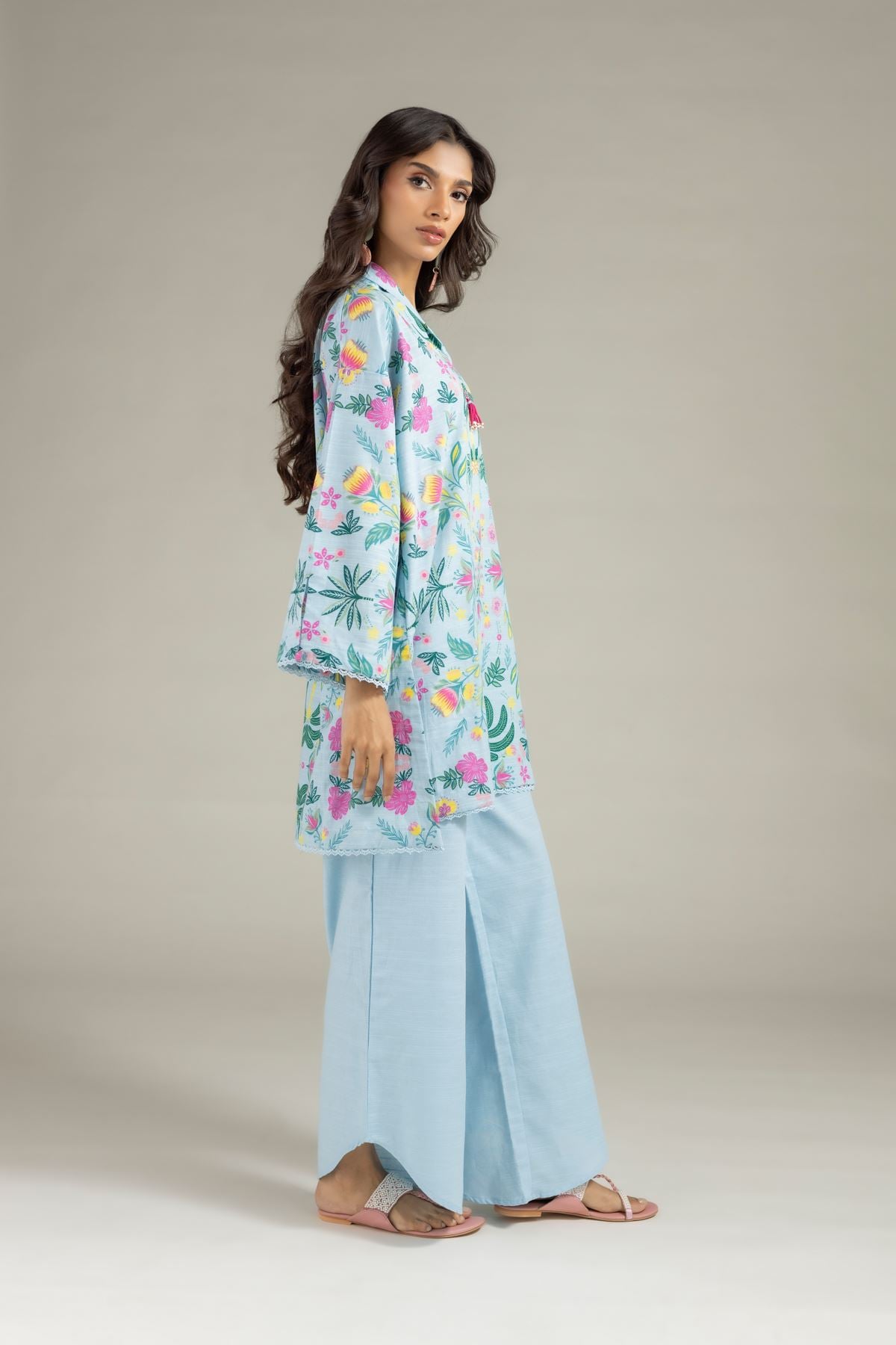 Printed Khaddar Kurta - 25-10-12E10-09TB-VG
