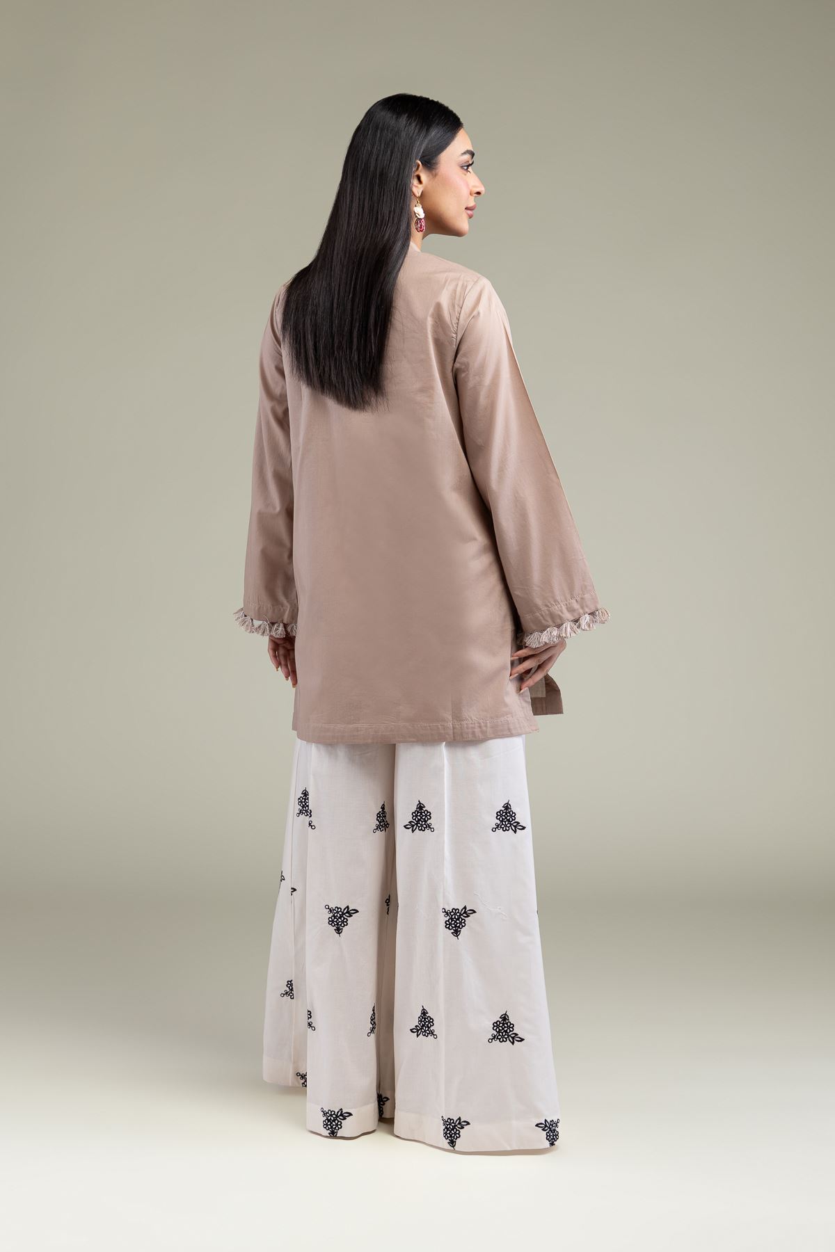 Embroidered Cambric Floral Beige Kurta - T-A11-26-107FD1-VG