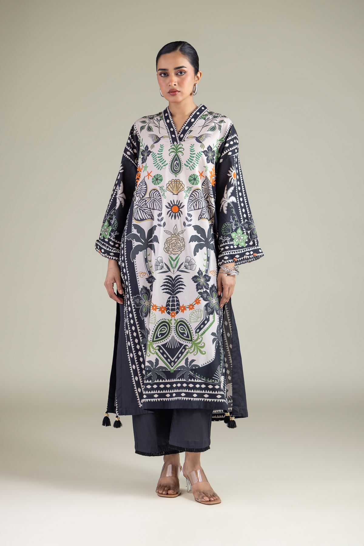 Embroidered Cambric Printed Cambric Kurta - 1-26-147-A-G-VG
