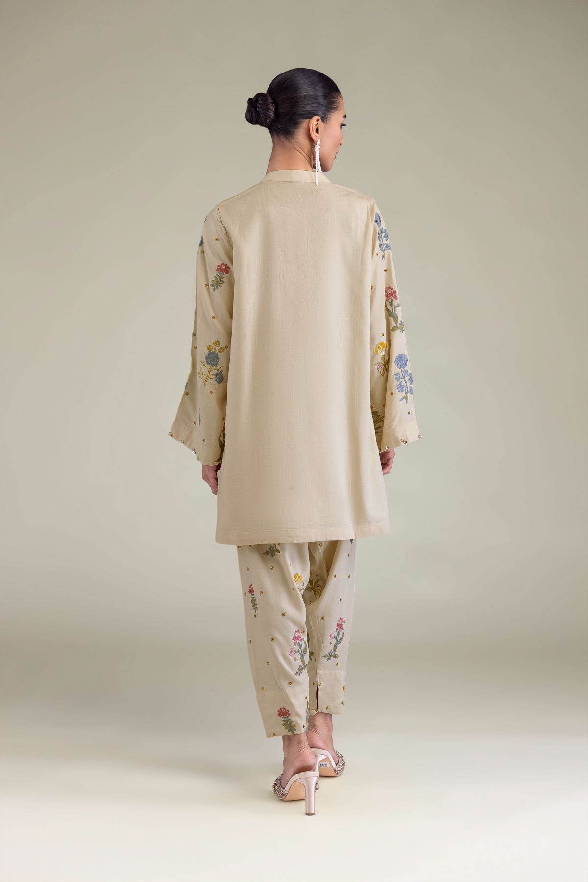 Embroidered Raw Silk Short Silk Kurta - 2-26-206-A-E1-VG