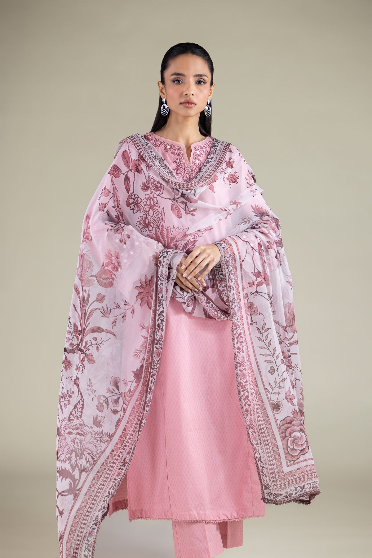Embroidered Chiffon Floral All-Season Dupatta - 1-26-146-A-D-VG