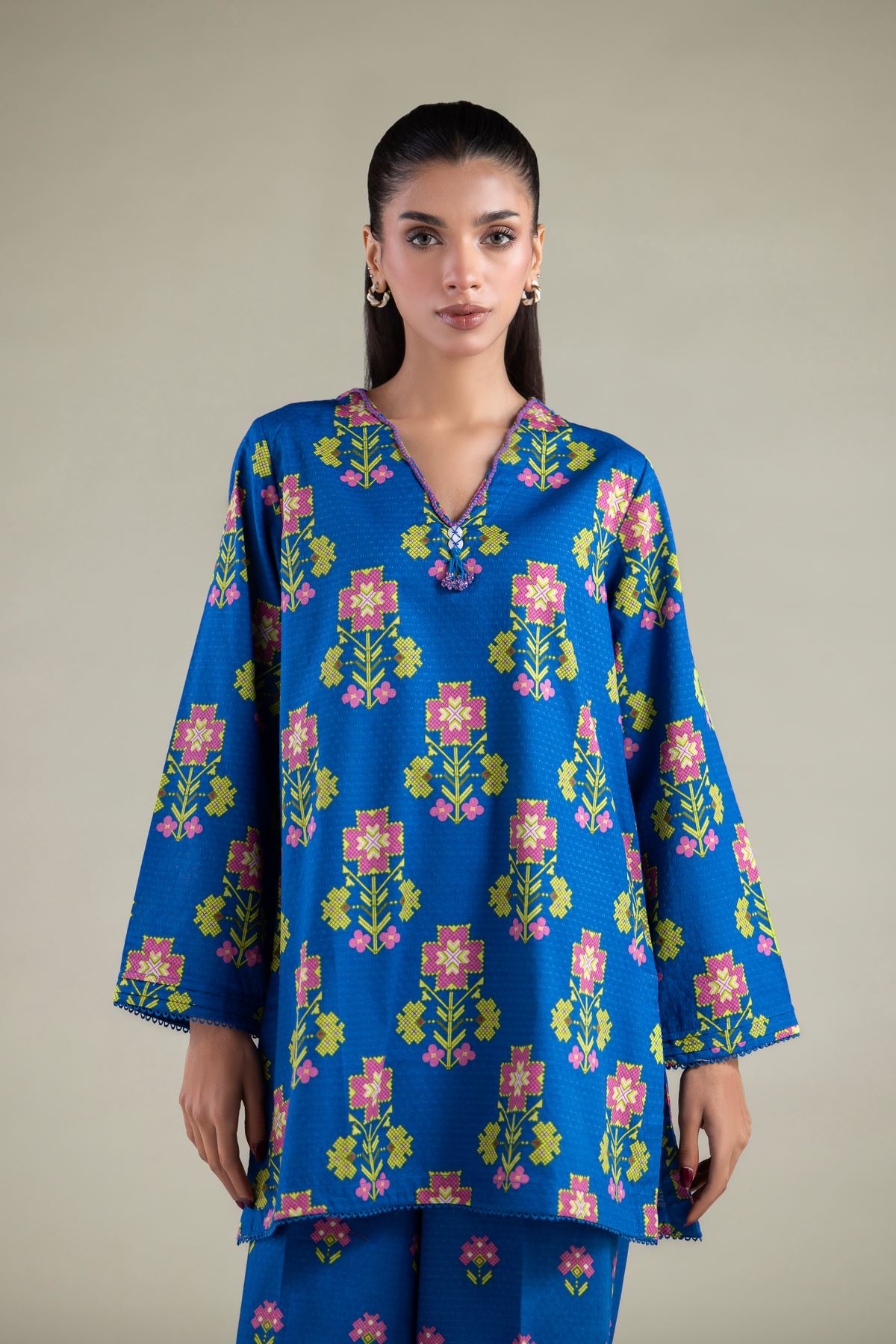 Printed Cotton Dobby Kurta - 1-26-143-A-F-VG