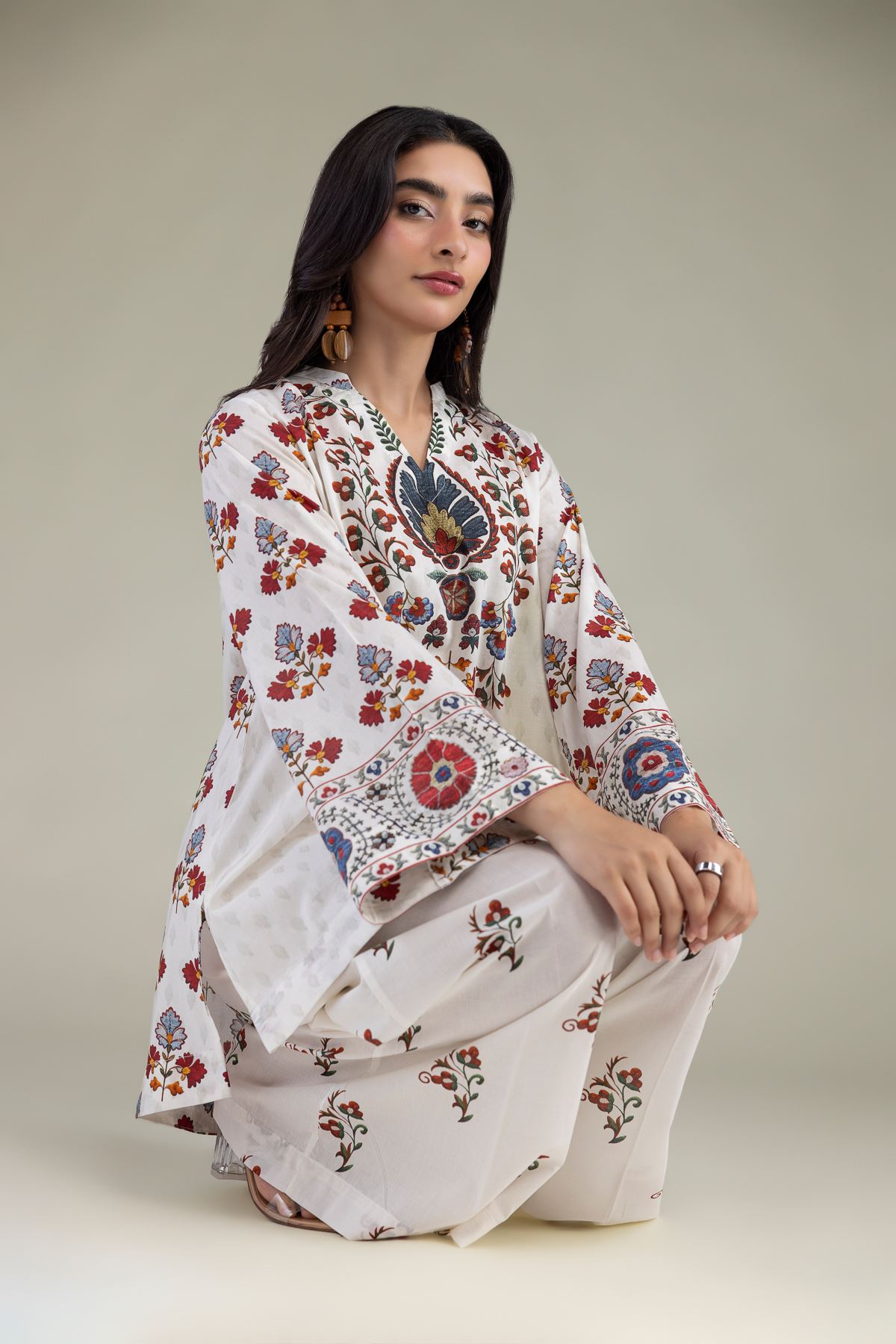 Printed Cambric White Cambric Kurta - 1-26-314-B-A1-VG