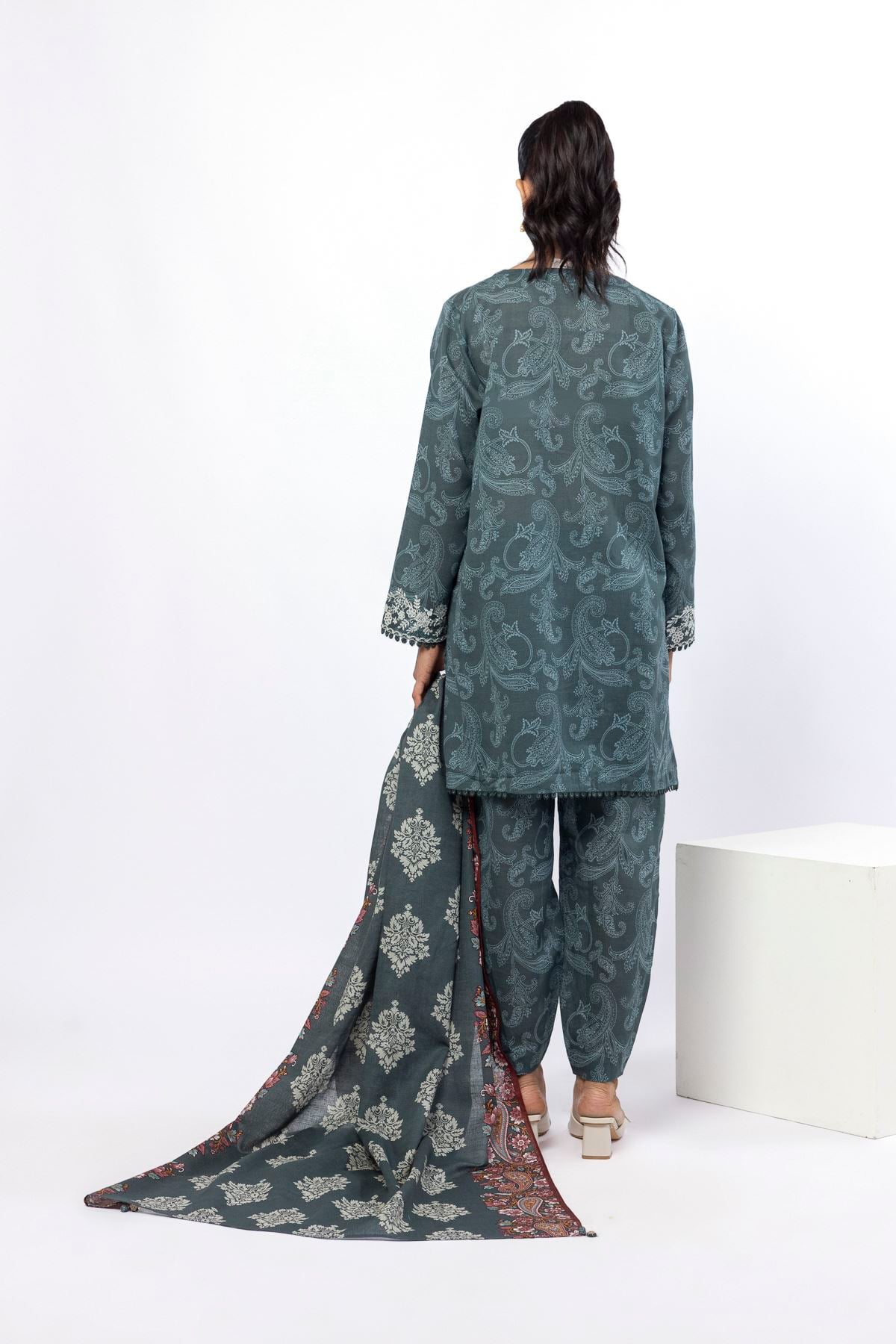 Embroidered Light Khaddar Paisley 3-Piece Set - LKN67BST-VG