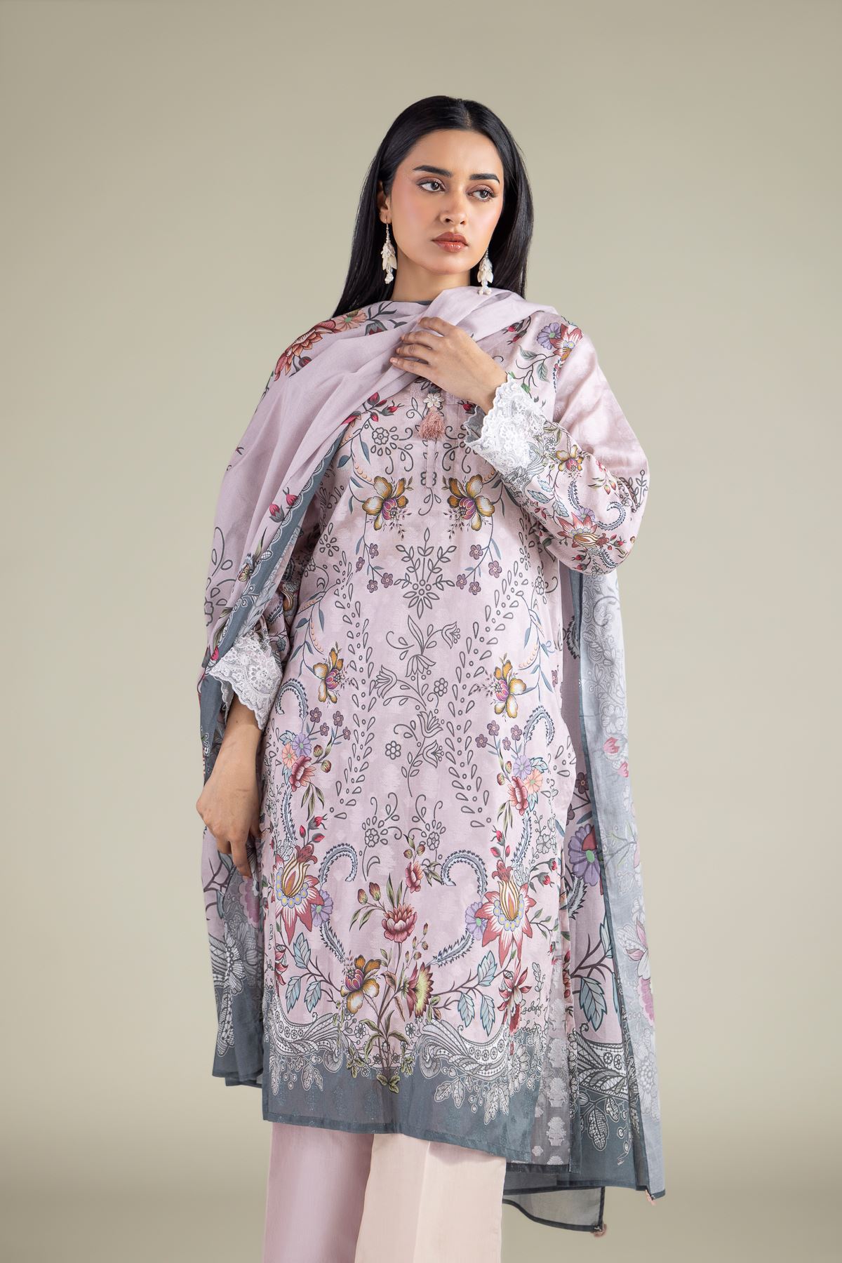Embroidered Broshia Fabrics 3 Piece - A22-26-214FH1-VG