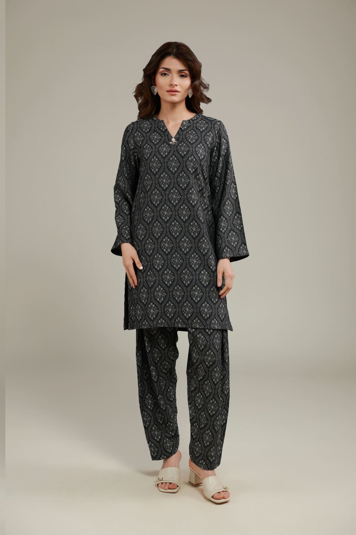Dyed Jacquard Kurta - EET24546B-VG