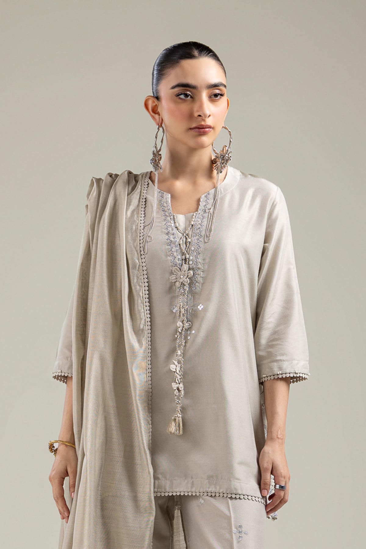 Raw Silk Beige Raw Silk Kurta - 1-26-142-A-F-VG