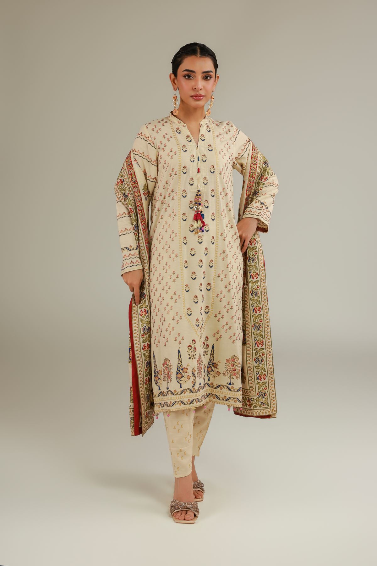 Raw Silk 3 Piece Co-ord Set - 12-26-114-F-E-VG
