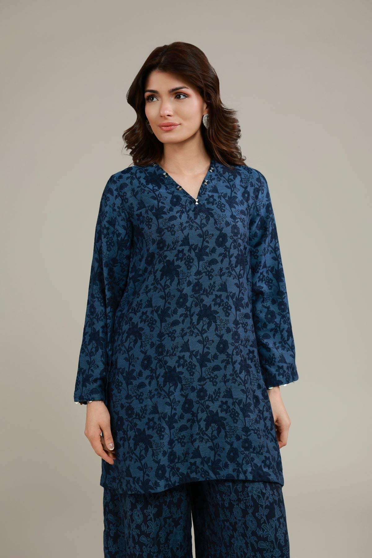 Dyed Jacquard Kurta - 25-09-11E3-07TA-VG