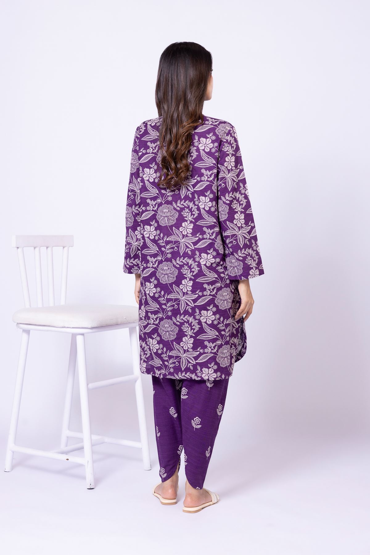 Printed Khaddar Kurta - 25-10-12E4-05TA-VG