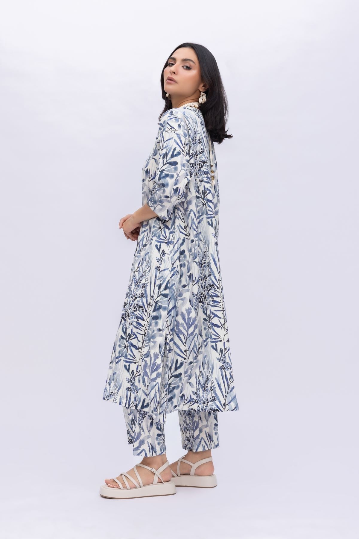 Printed Ripple Crinkle Straight Pants - 25-04E48-07TA-VG