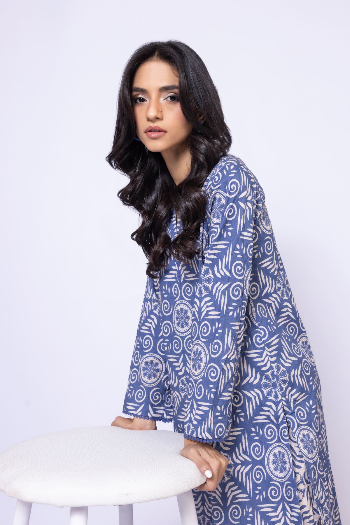 Printed Cotton Crinkle Kurta - 25-09-10E8-06TA-VG