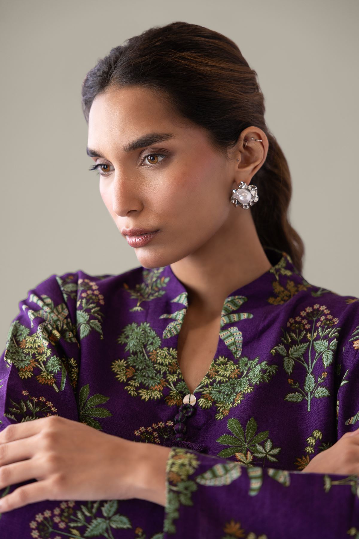 Printed Khaddar Kurta - 25-09-12E2-02TA-VG