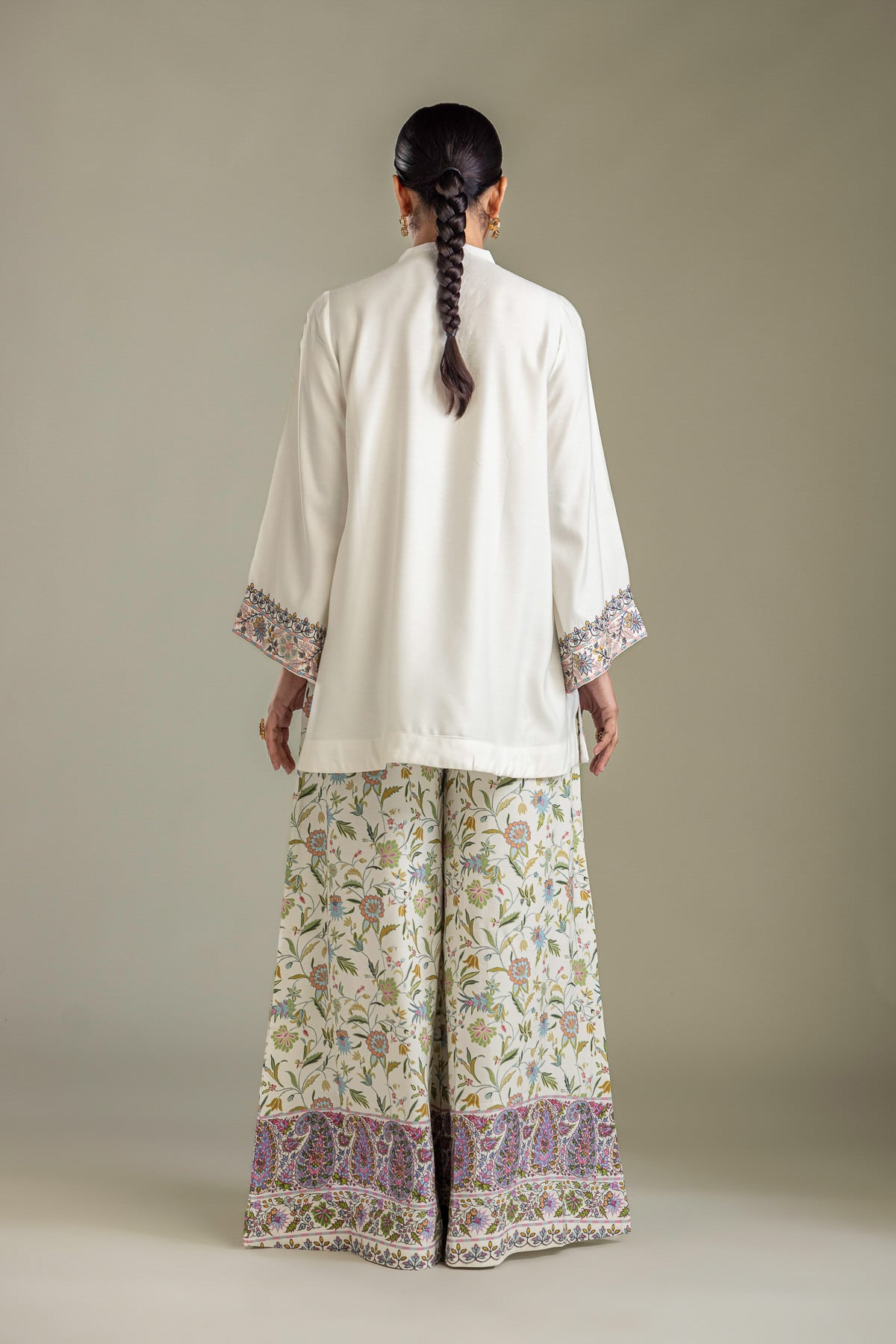 Embroidered Raw Silk White Embroidered Kurta - 2-26-403-A-J1-VG
