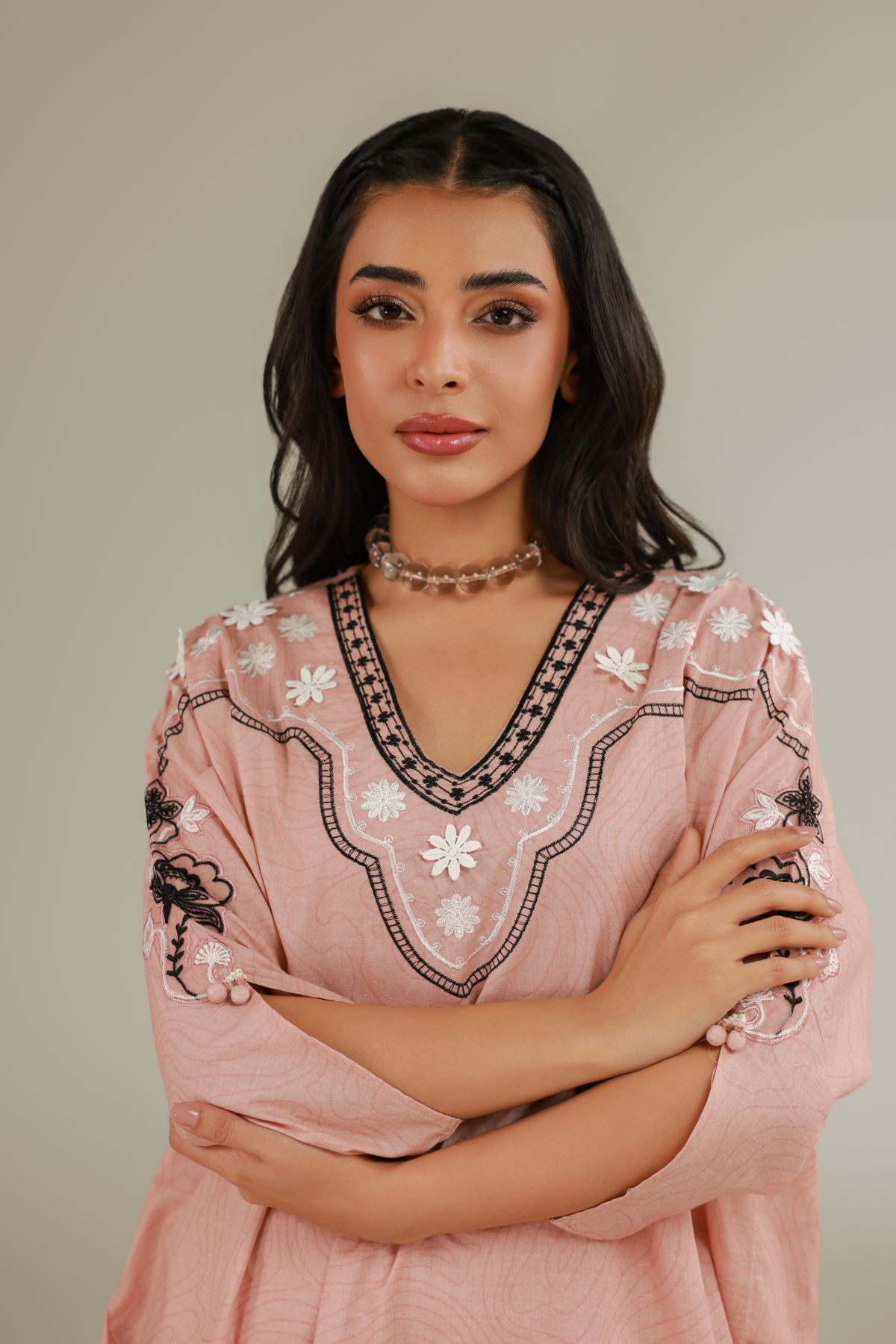 Embroidered Cotton Dobby Floral Cotton Kurta - 25-09-11E10-02TB-VG