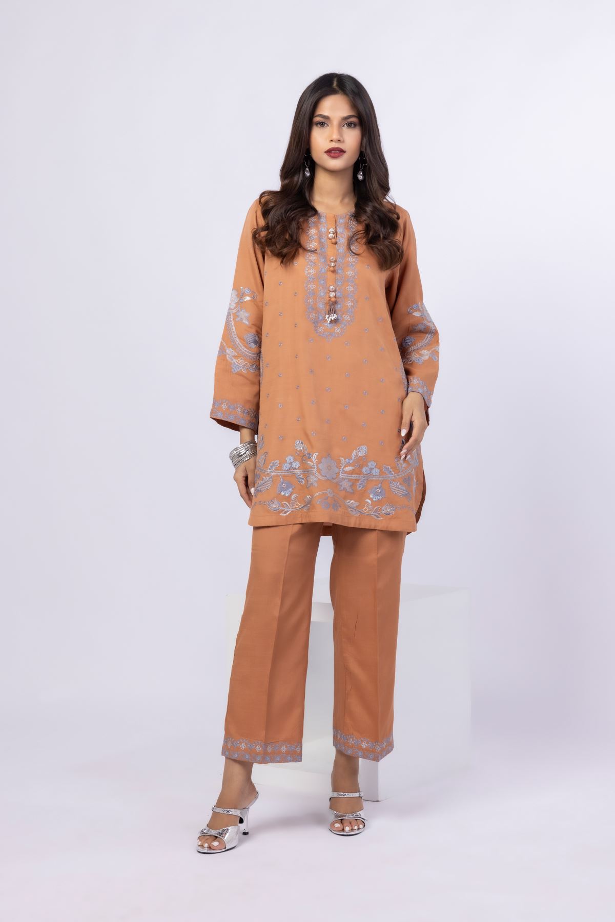 Embroidered Thai Silk Pants - 25-09-9S2-11BA-VG