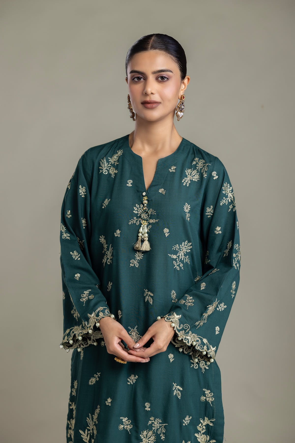 Embroidered Raw Silk Raw Silk Kurta - 2-26-418-A-H1-VG