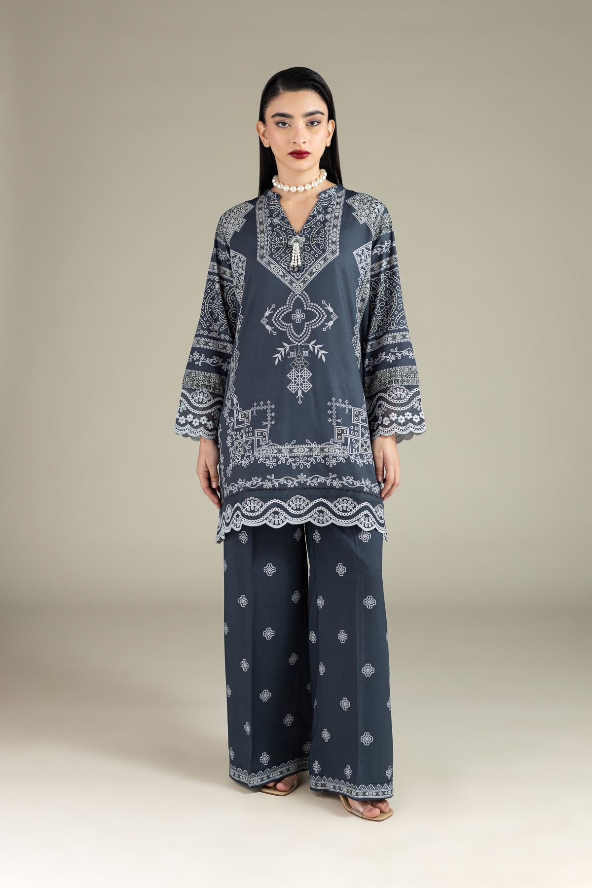 Printed Raw Silk Pants - 25-10-10S6-05TA-VG