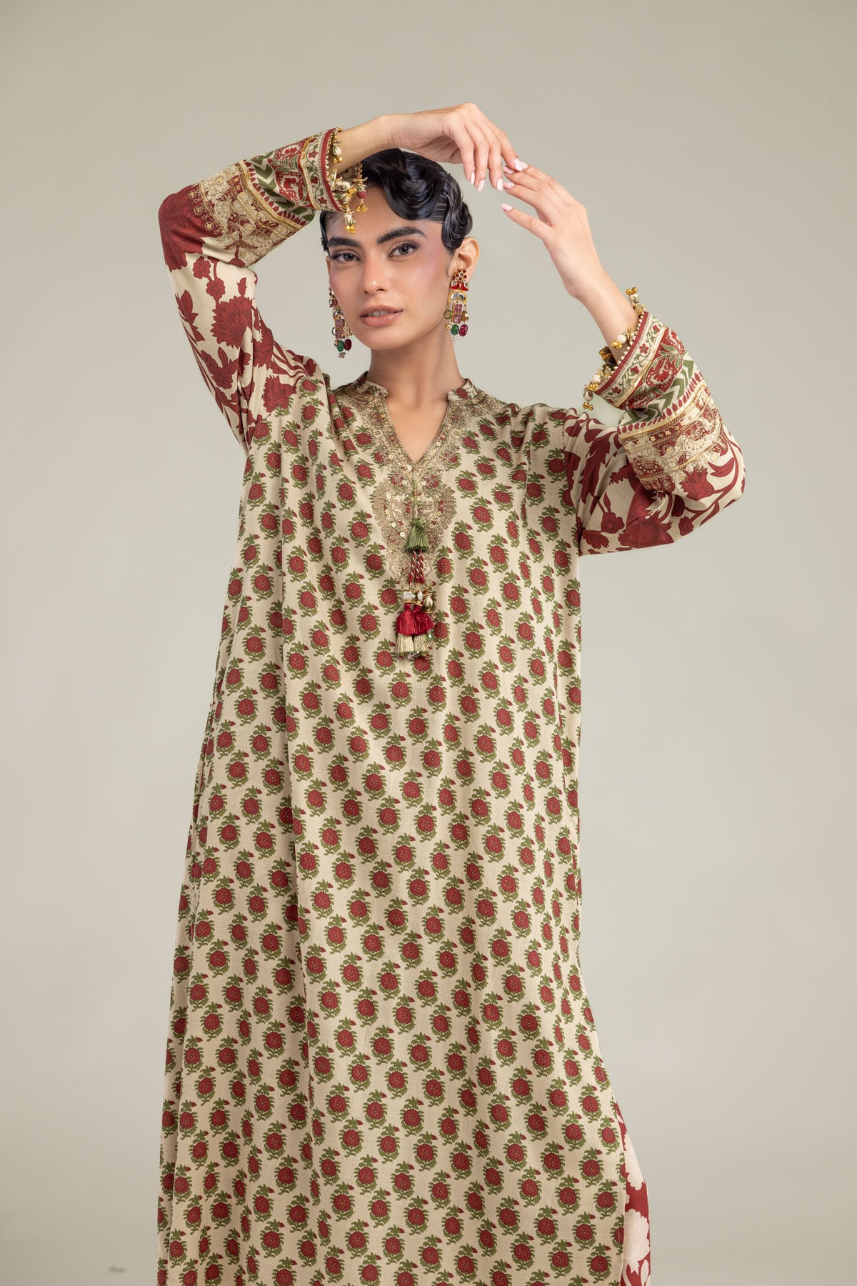 Embroidered Raw Silk Raw Silk Kurta - 1-26-102-A-F-VG
