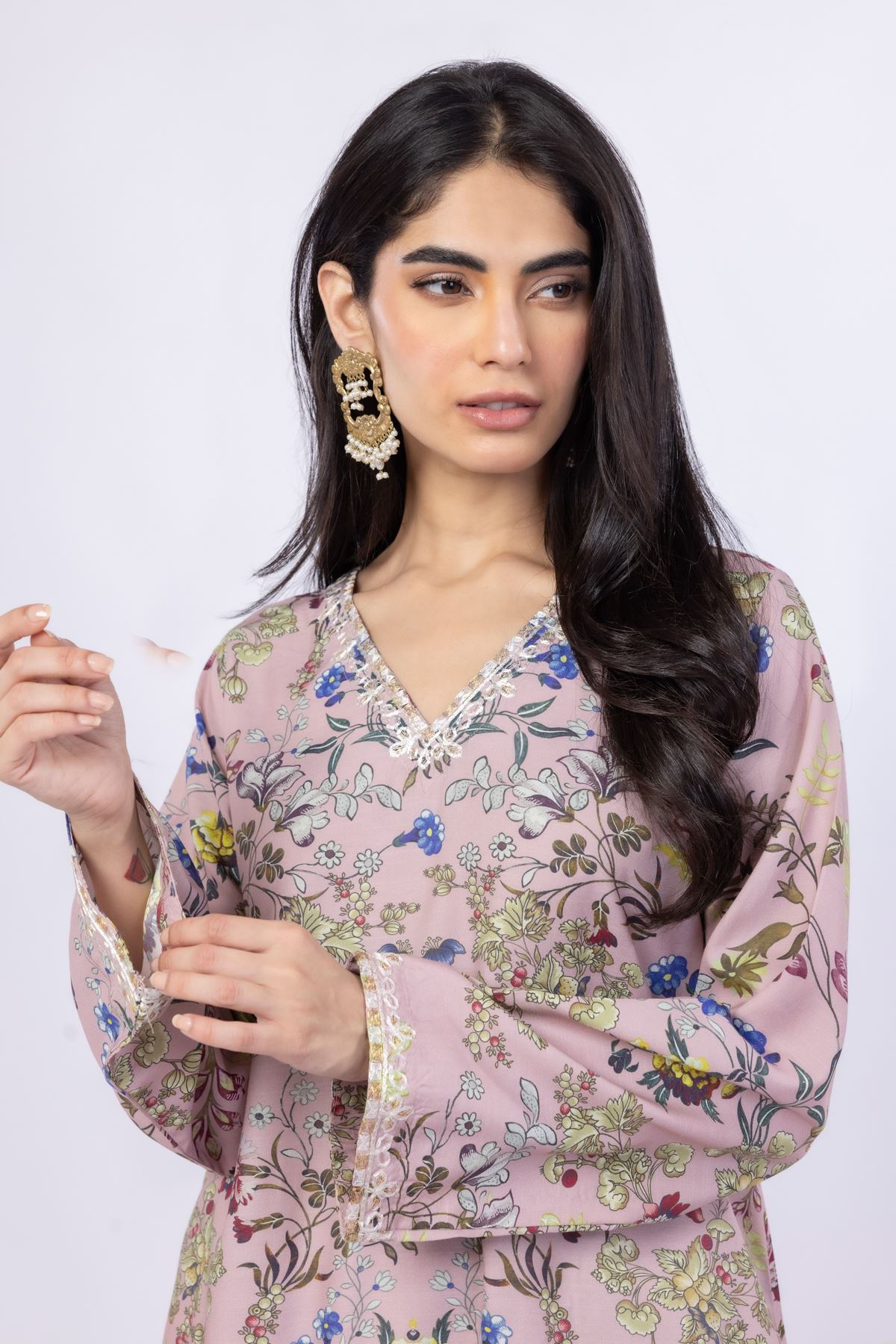 Embroidered Russian Raw Silk Kurta - 25-09-9S3-05TB-VG