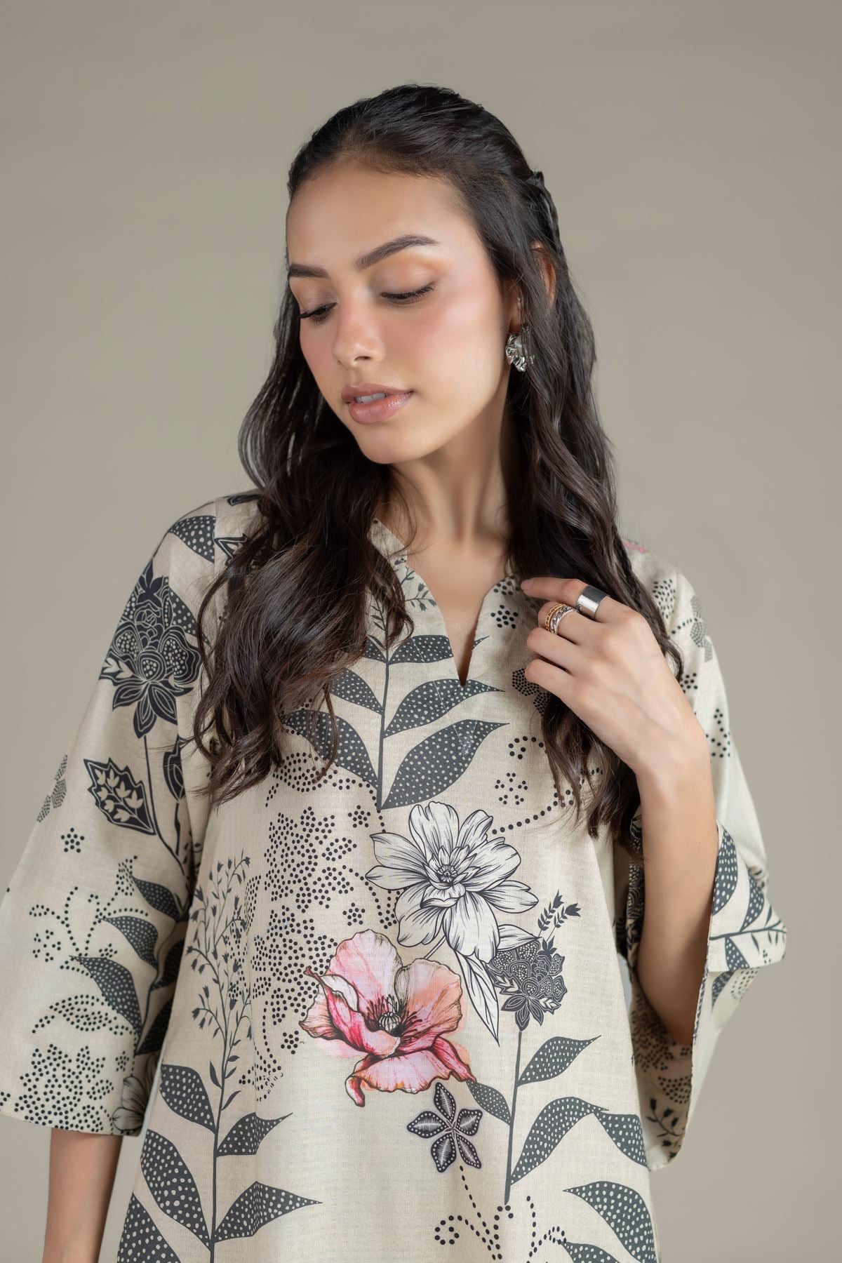 Printed Cotton Dobby Kurta - 25-00-X2-08TB-VG