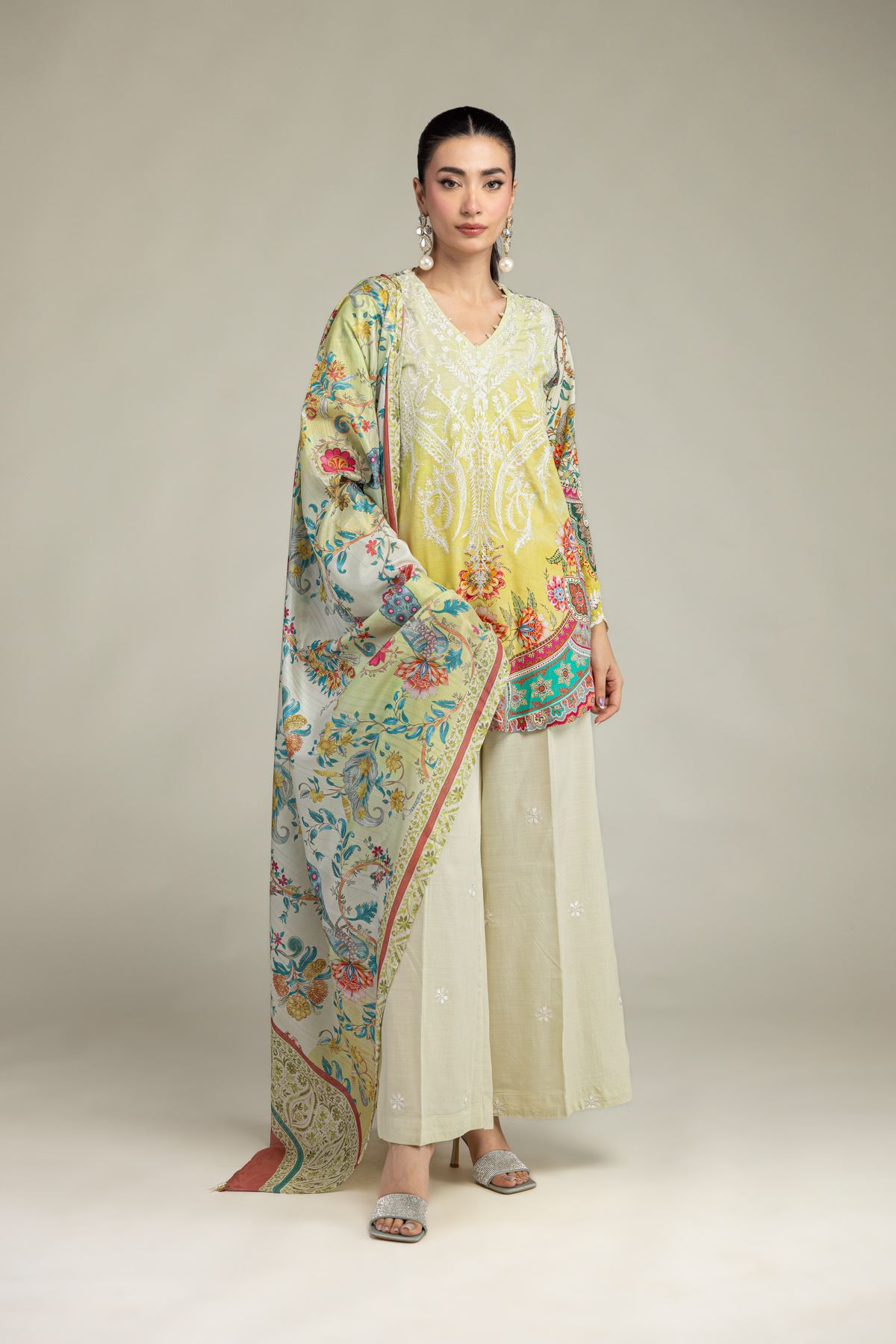 Embroidered Polyester Silk Silk Floral Dupatta - 2-26-207-A-J1-VG