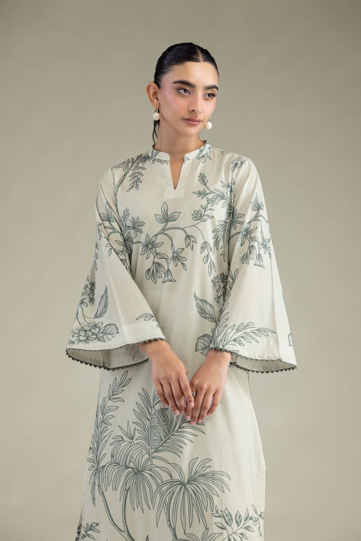 Printed Cambric Floral Cambric Kurta - 1-26-102-A-F-VG