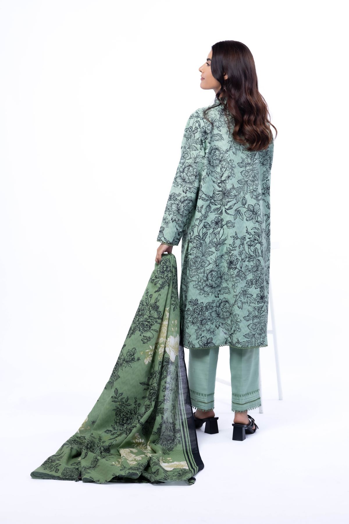 Printed Light Khaddar Fabrics 3 Piece - KN37YA-VG