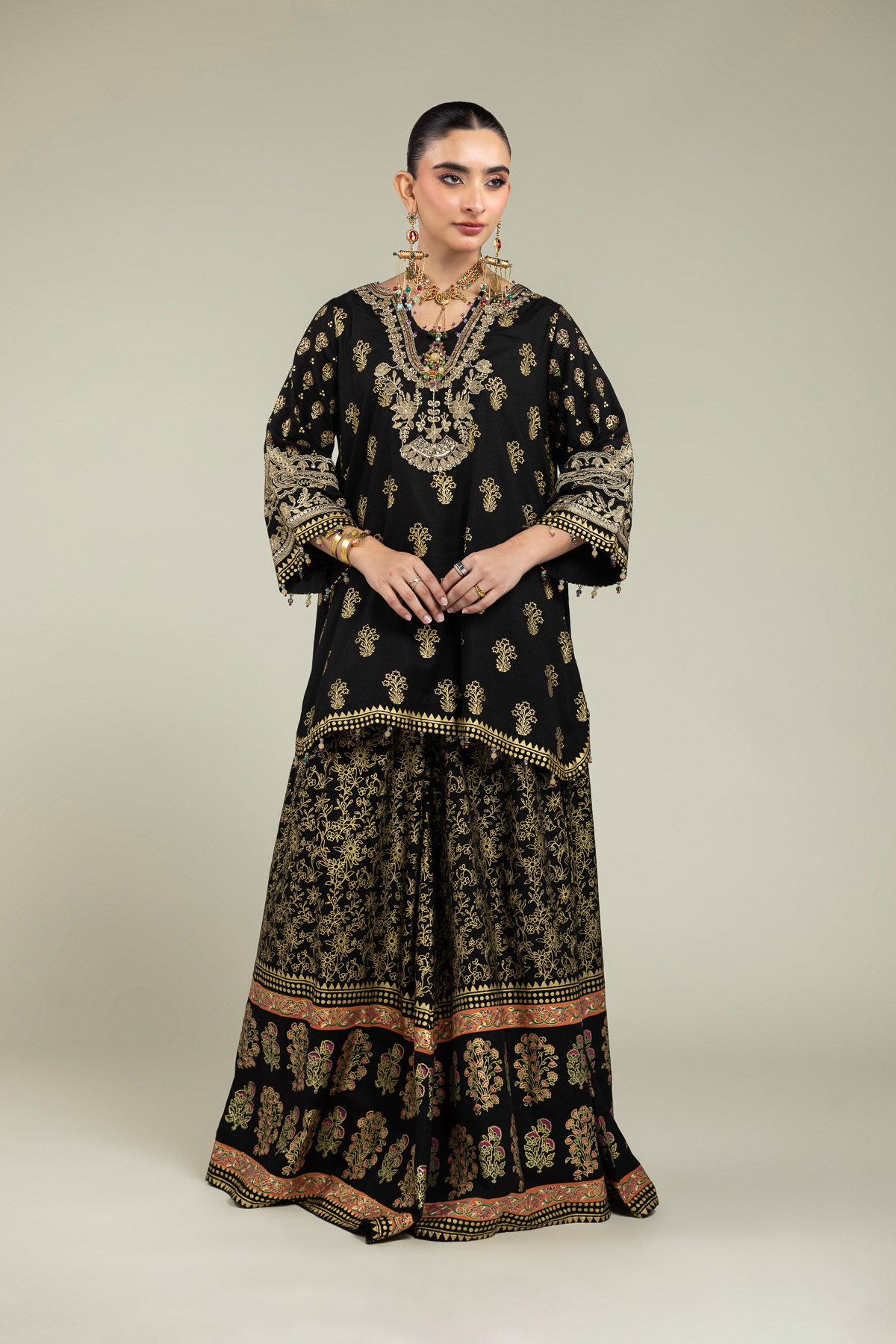 Embroidered Raw Silk 2-Piece Set - 8-26-303-A-C1-VG