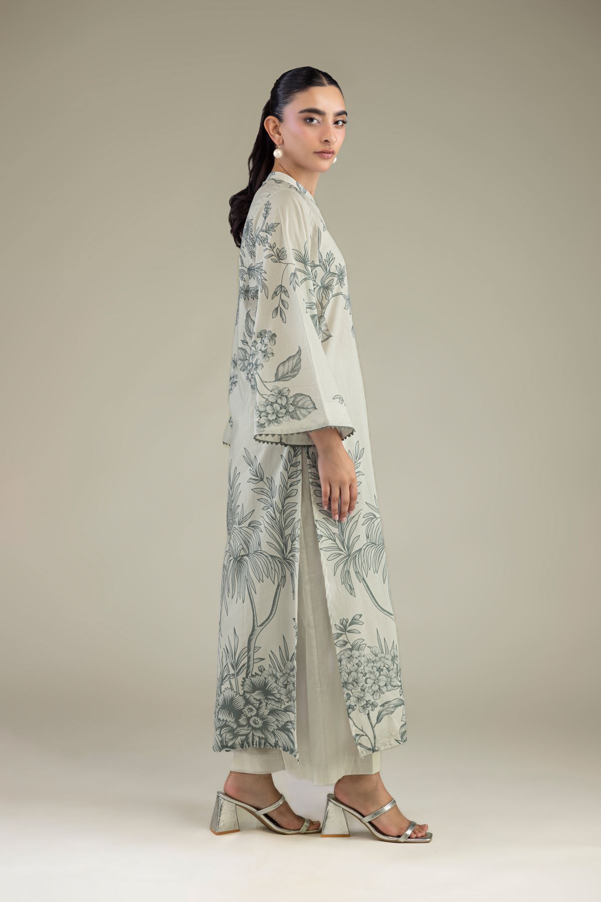 Printed Cambric Floral Cambric Kurta - 1-26-102-A-F-VG