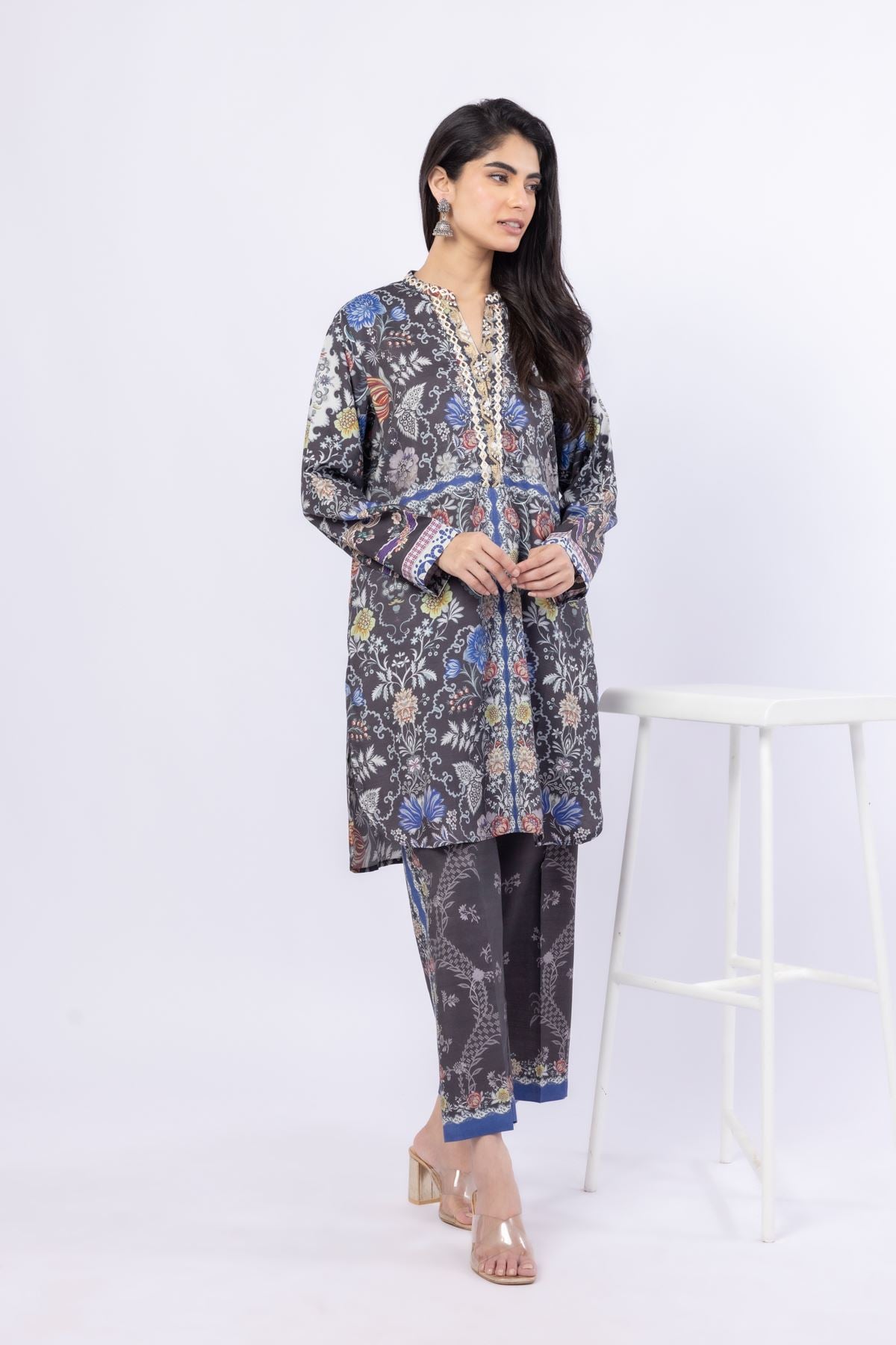 Embroidered Russian Raw Silk Kurta - 25-09-9S3-07TB-VG
