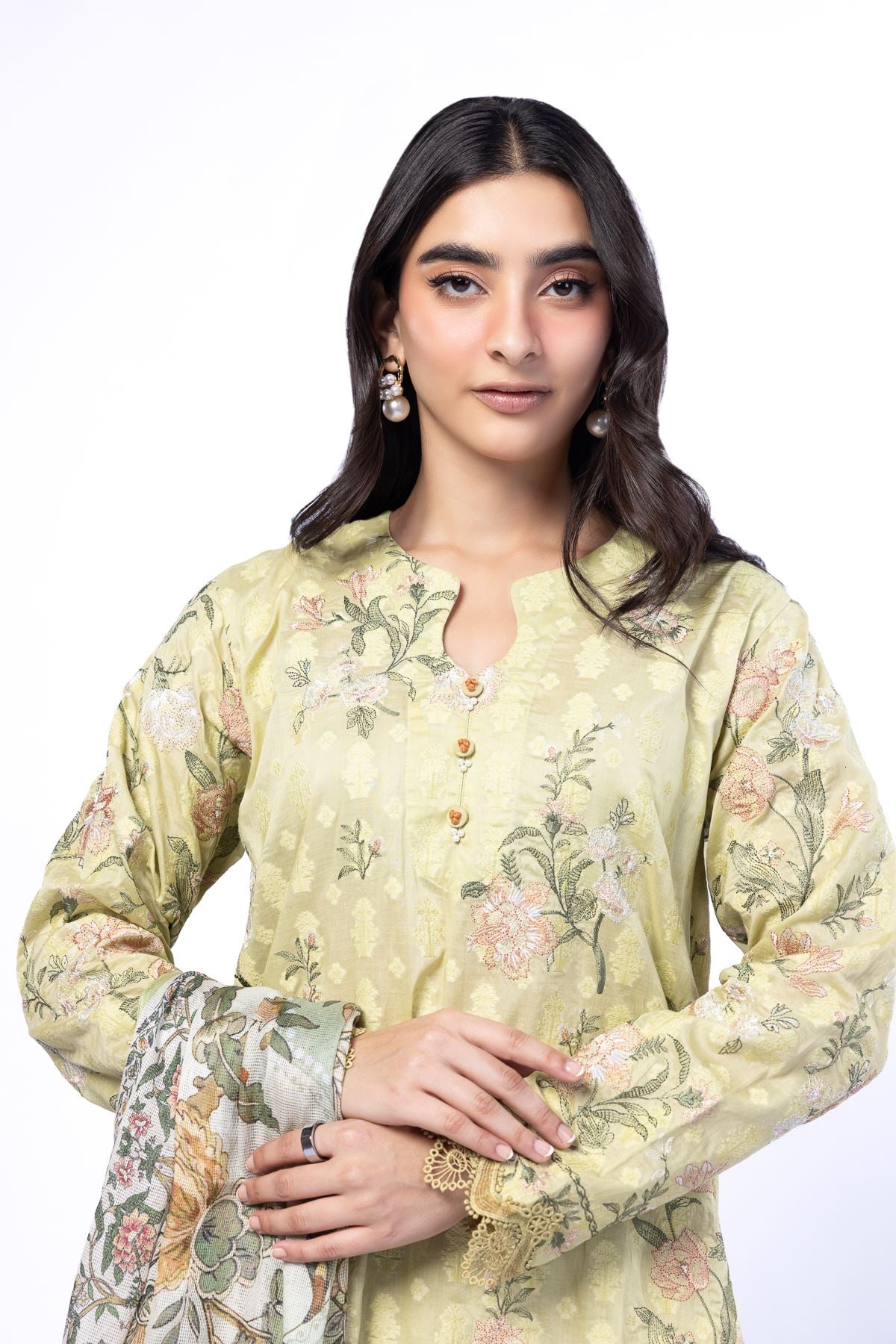 Embroidered Broshia Tailored 3 Piece - CA28BST-VG