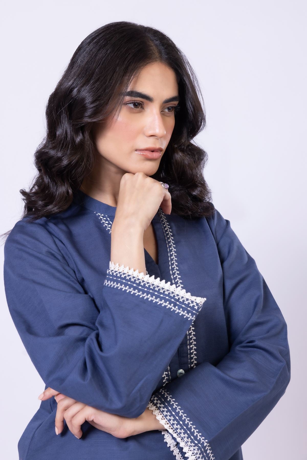 Embroidered Khaddar Kurta - 25-10-12E9-02TA-VG