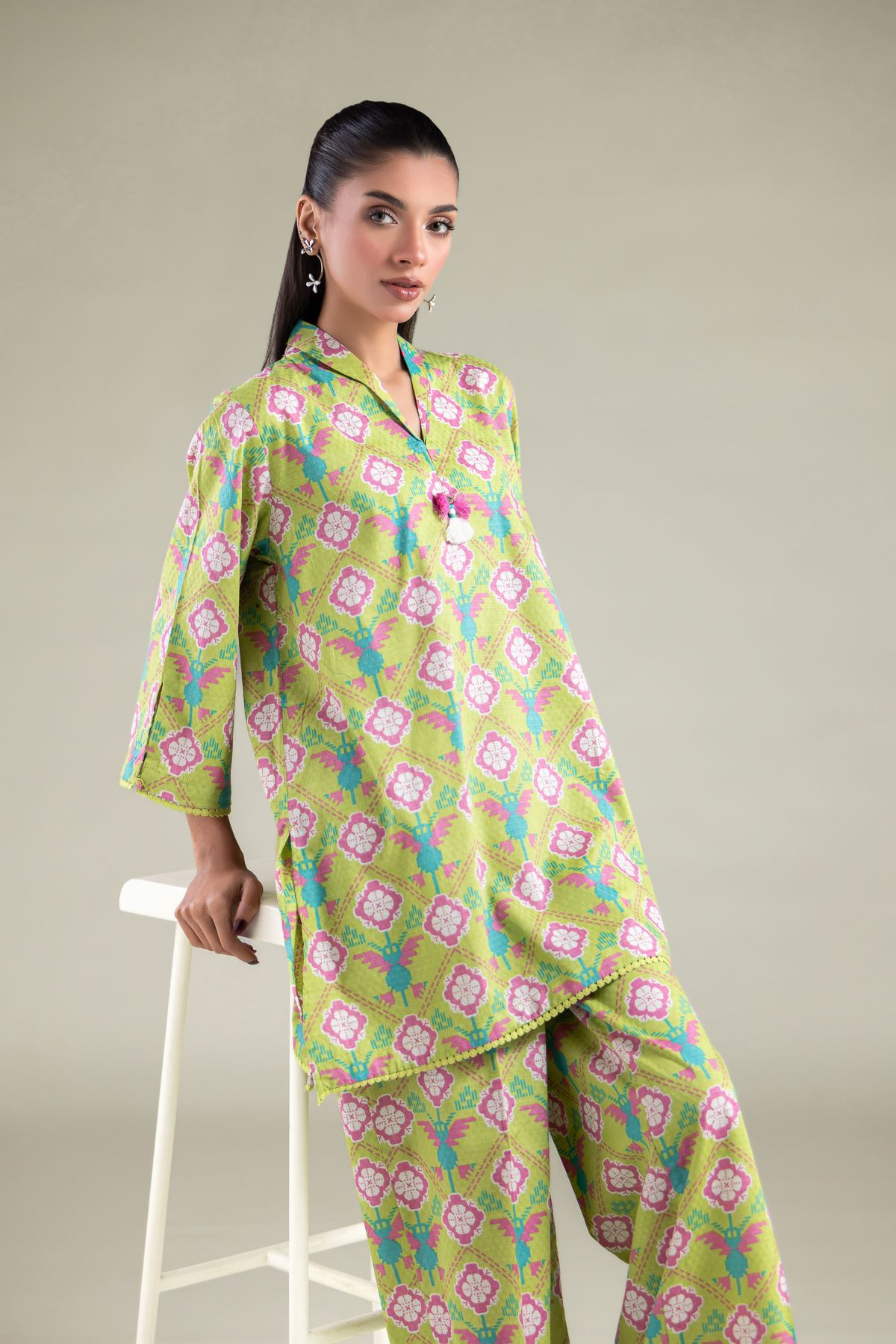 Printed Cotton Dobby Kurta - 1-26-108-A-F-VG