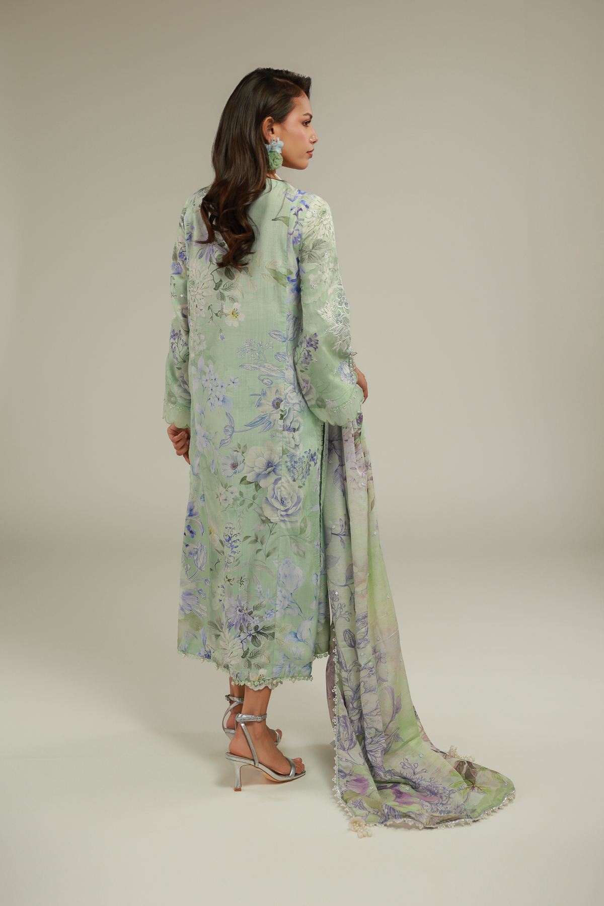 Embroidered Raw Silk Floral 3-Piece Set - T-A22-26-113FC1-VG