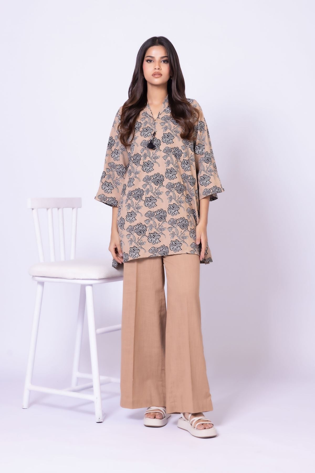 Printed Heavy Textured Cotton Kurta - 25-10-12E10-09TB-VG