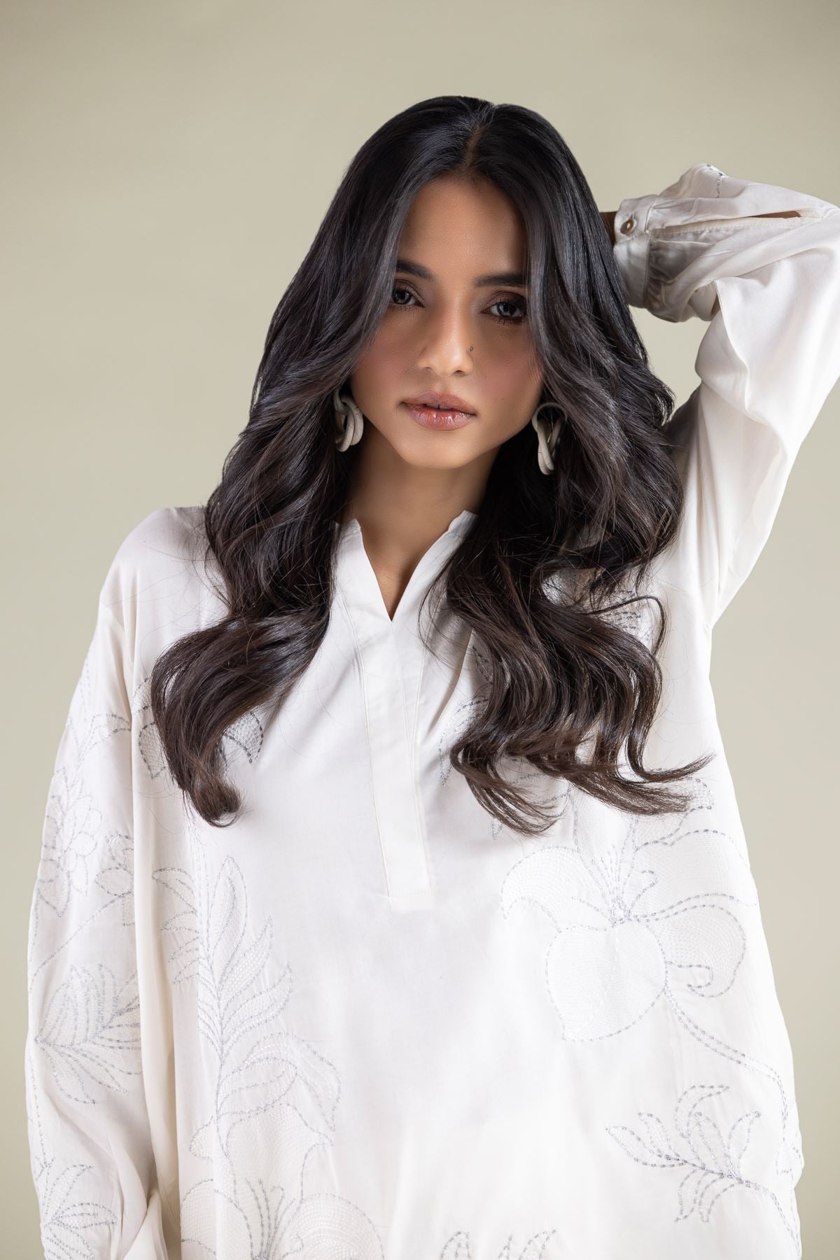 Embroidered Viscose Tunic - 6-26-104-A-D-VG