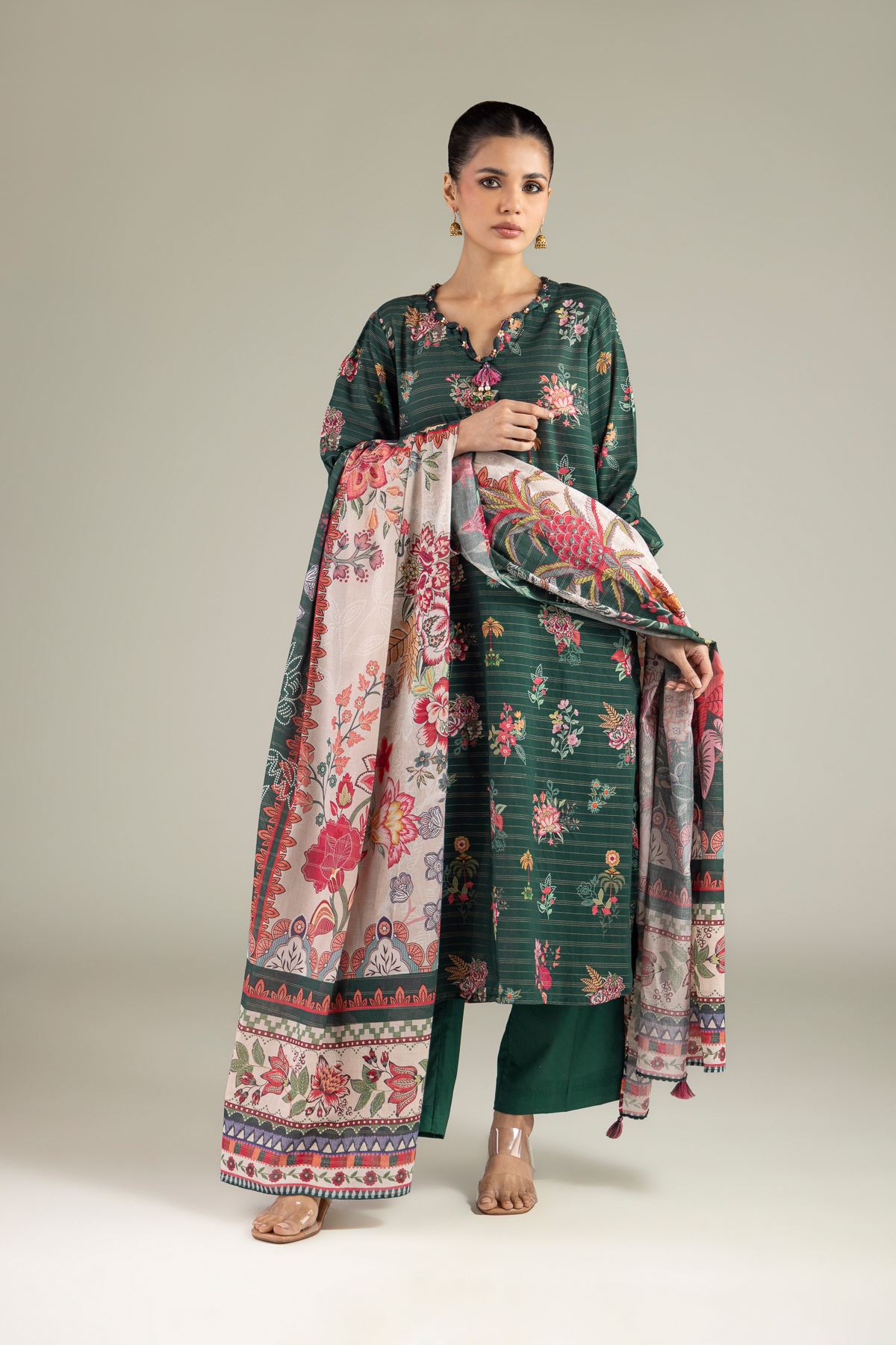 Embroidered Messuri Messuri Tailored 3-Piece - T-A22-26-215FJ1-VG