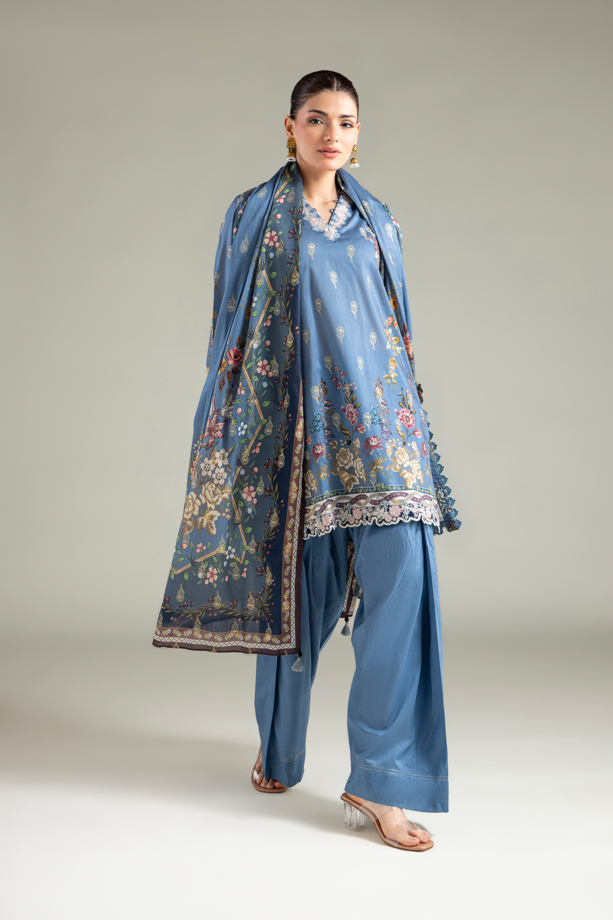 Embroidered Jacquard Fabrics 3 Piece - A22-26-214FH1-VG