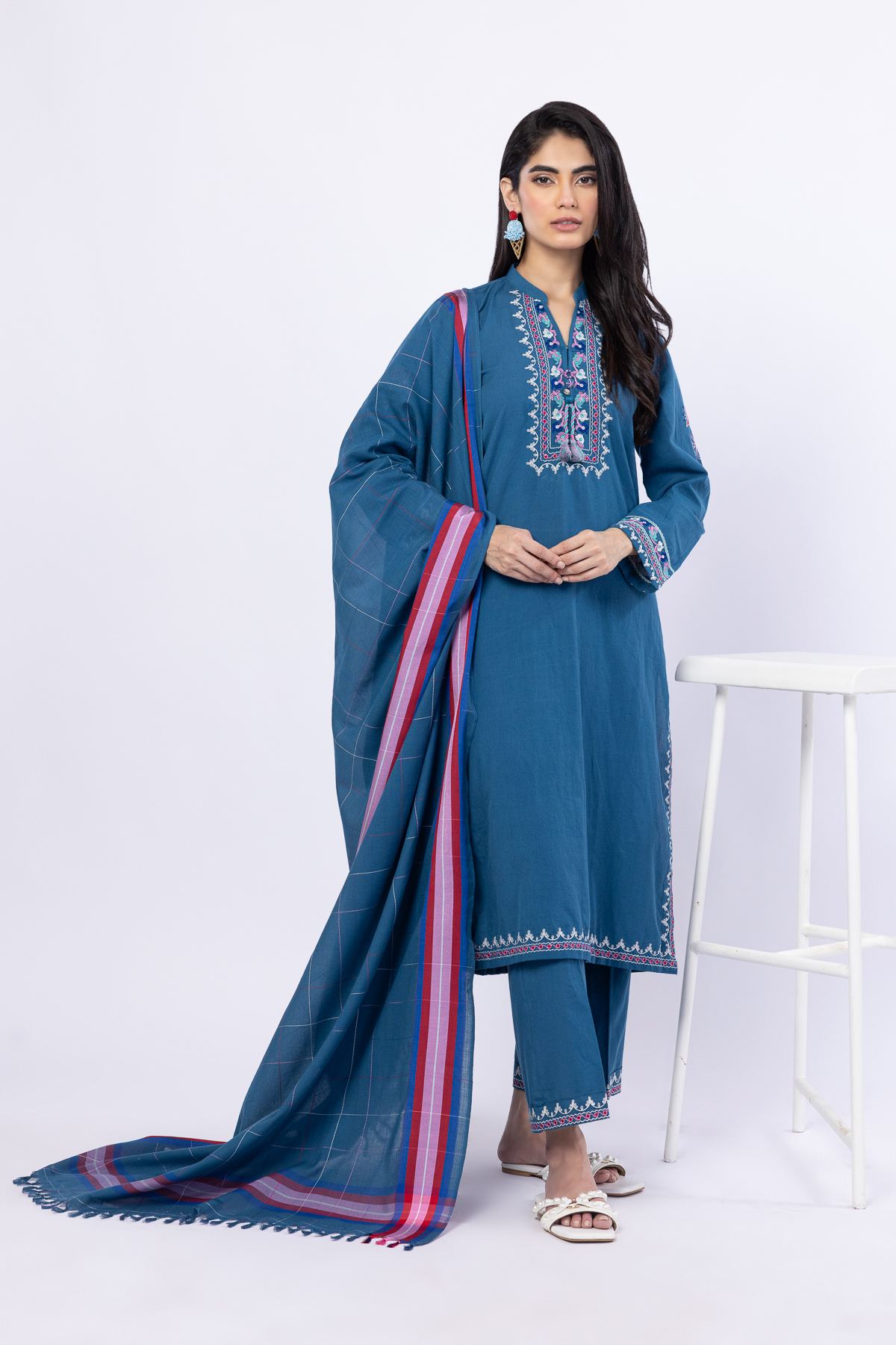 Embroidered Handwoven Cotton Kurta - 25-04E43-01TB-VG
