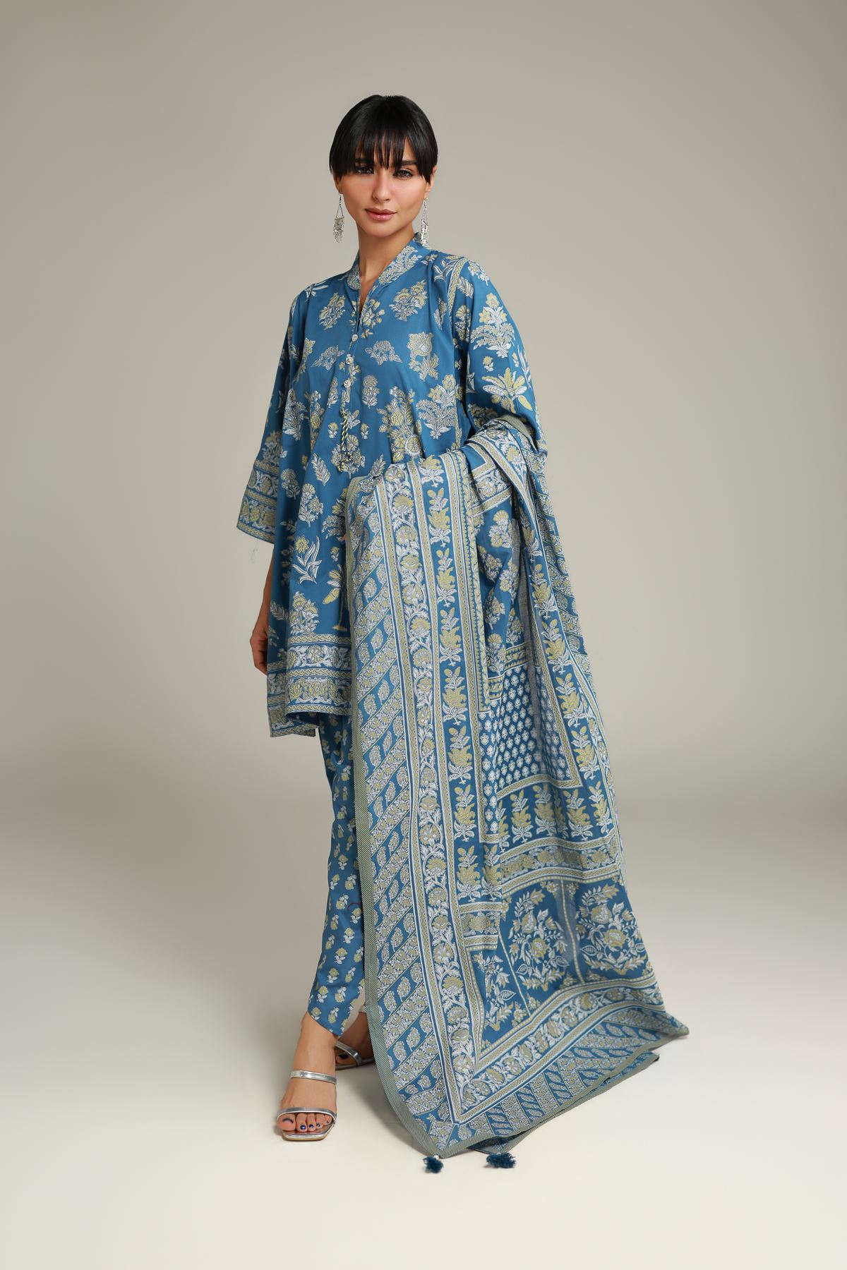 Printed Lawn Floral Lawn Dupatta - 1-26-138-A-F-VG
