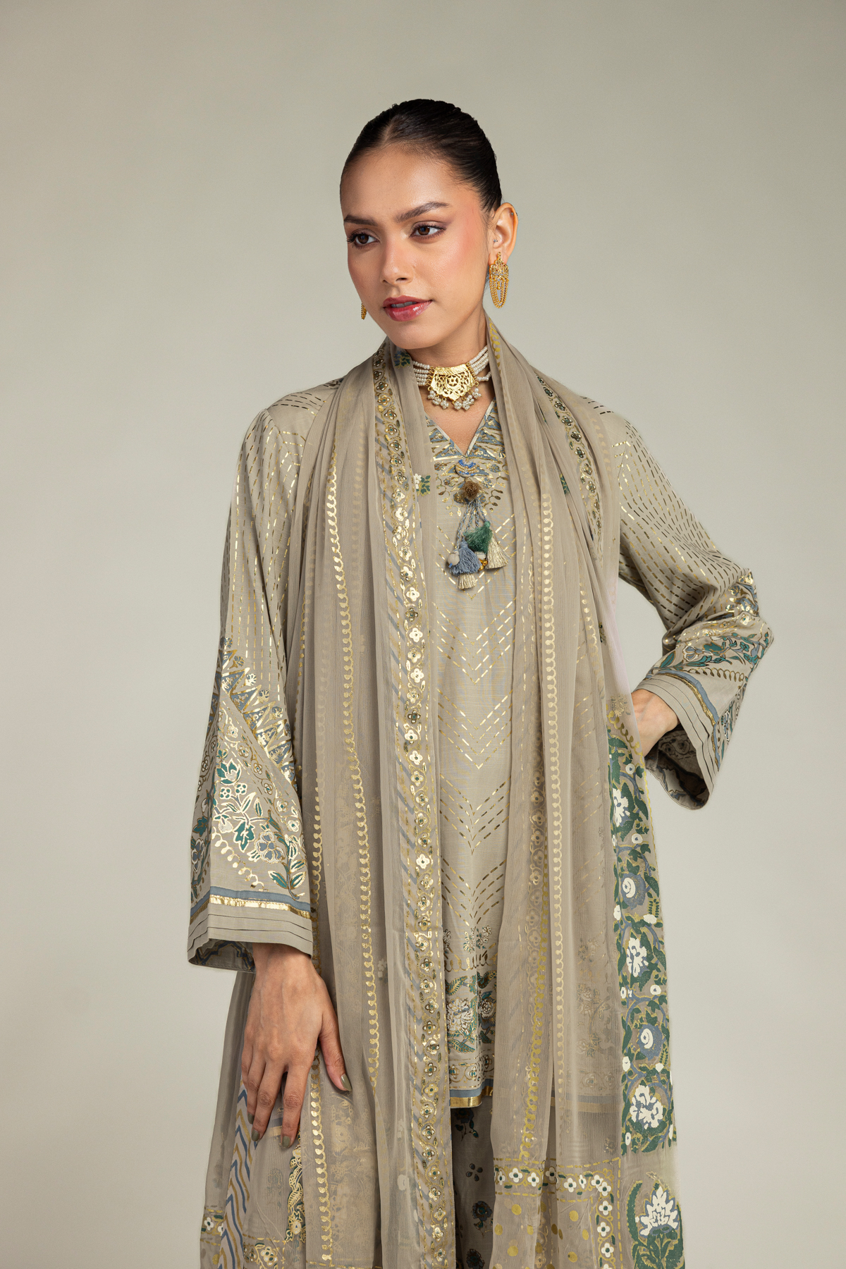 Embroidered Chiffon Dupatta - 12-26-106-F-F-VG