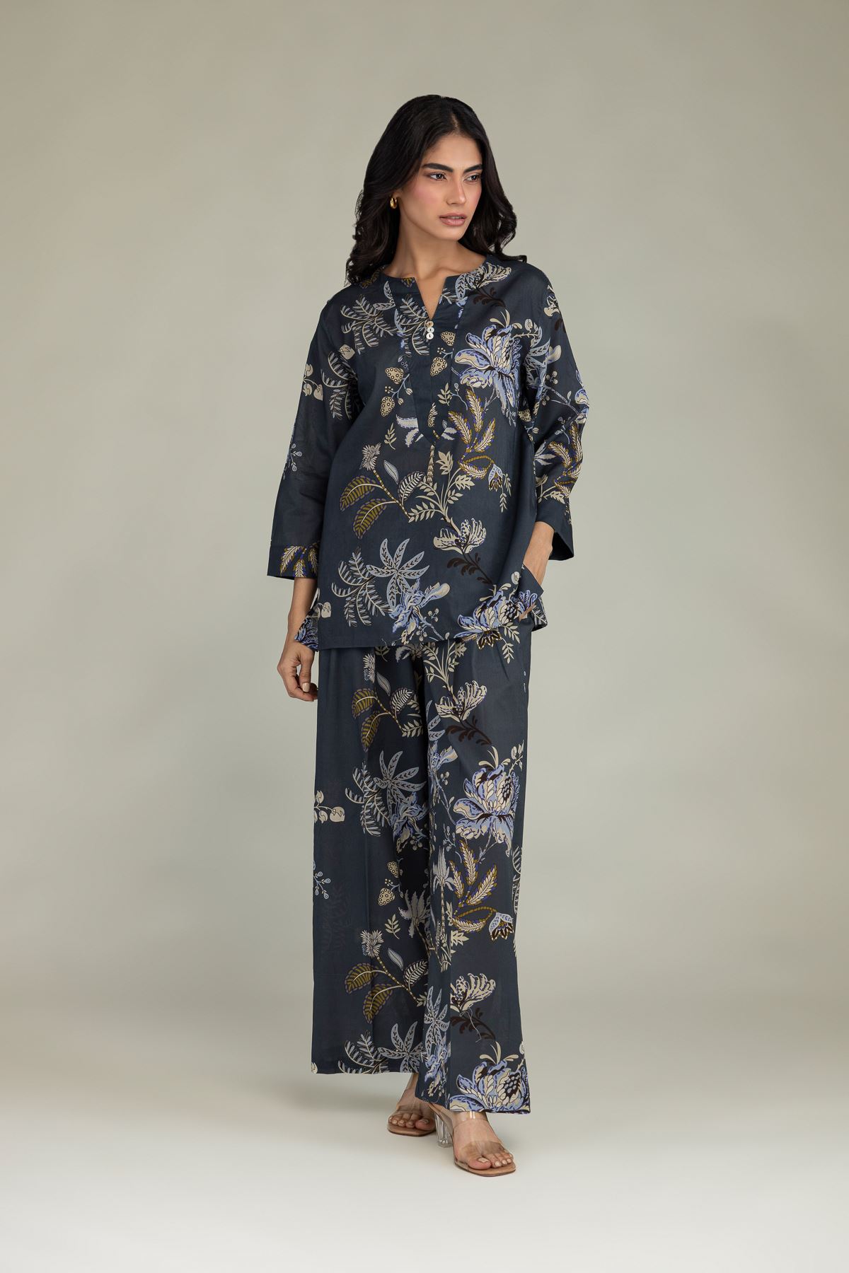 Printed Cambric Floral Cambric Tunic - 1-26-102-A-F-VG