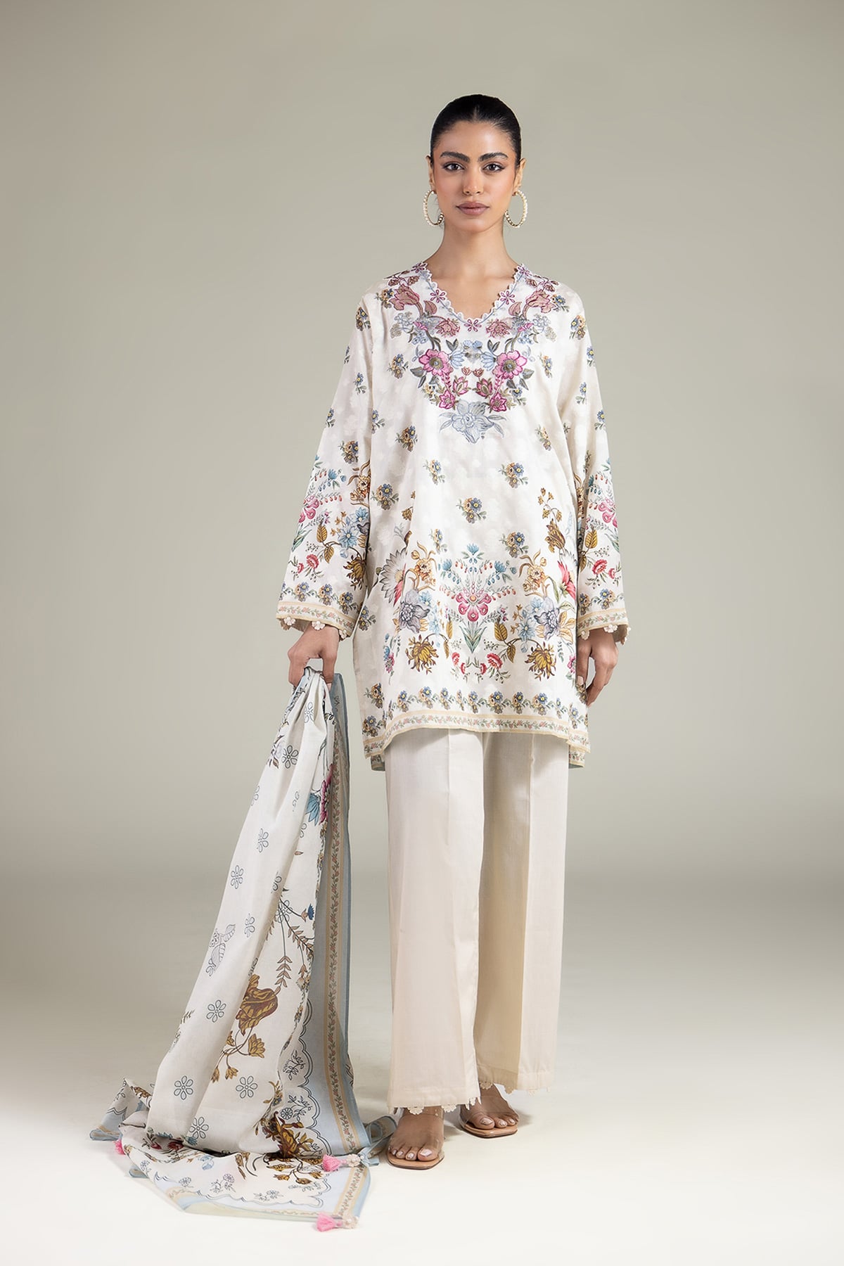 Embroidered Broshia Fabrics 3 Piece - T-A33-26-207FD1-VG