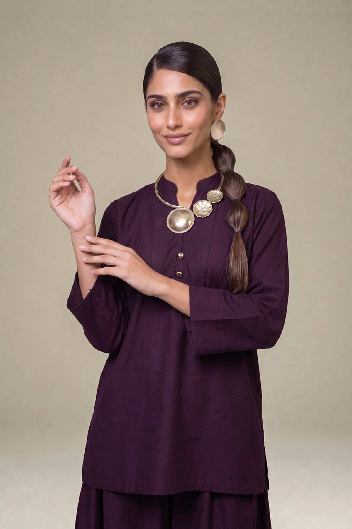 Dyed Cotton Dobby Tailored 2-Piece Set - 2-26-308-A-G1-VG