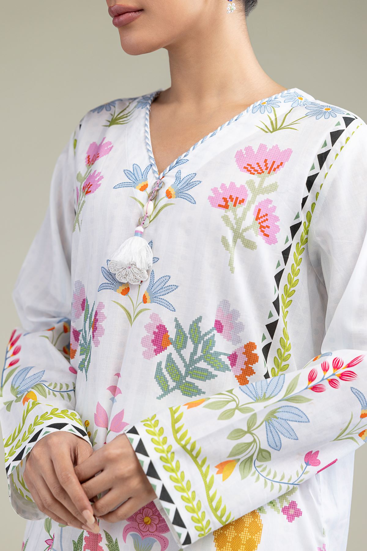 Printed Cambric Floral Cambric Kurta - 25-09-12E2-01TB-VG