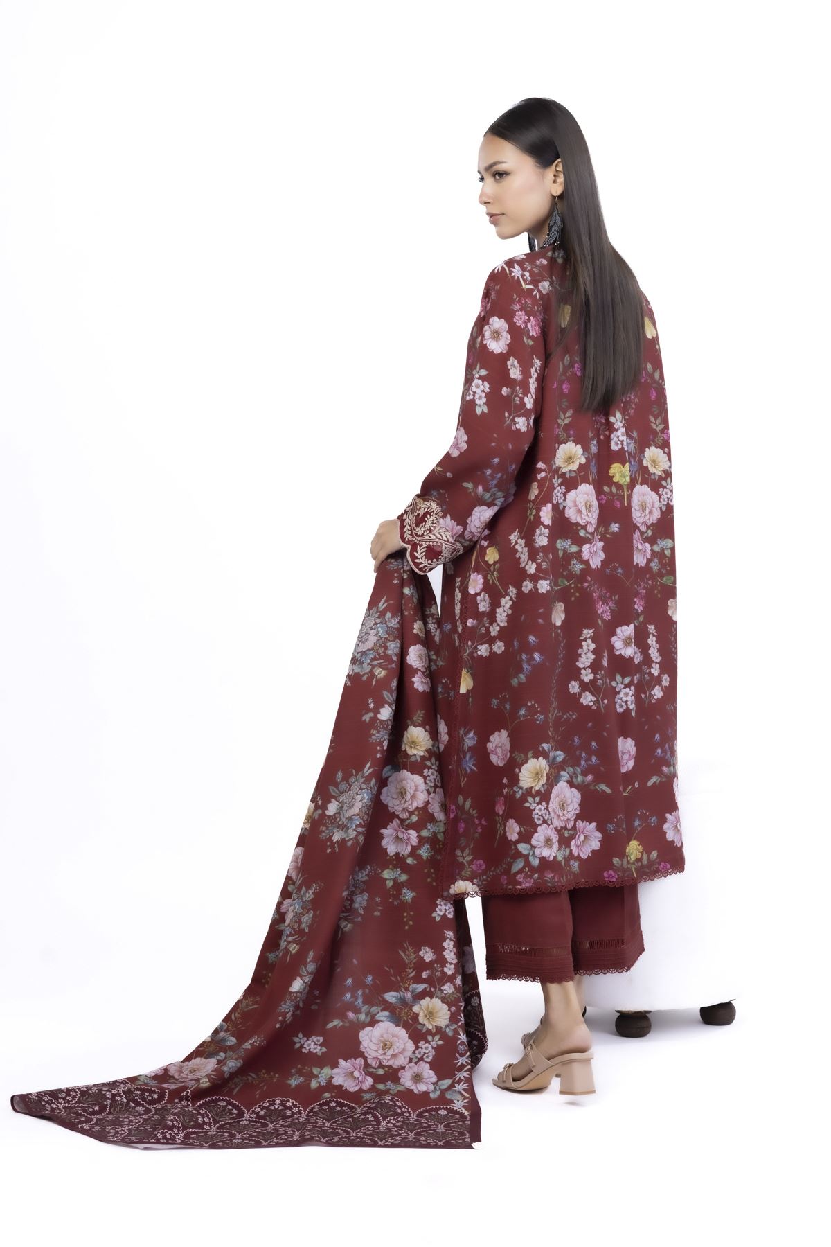 Embroidered Blended Khaddar Fabrics 3 Piece - KW33B-VG